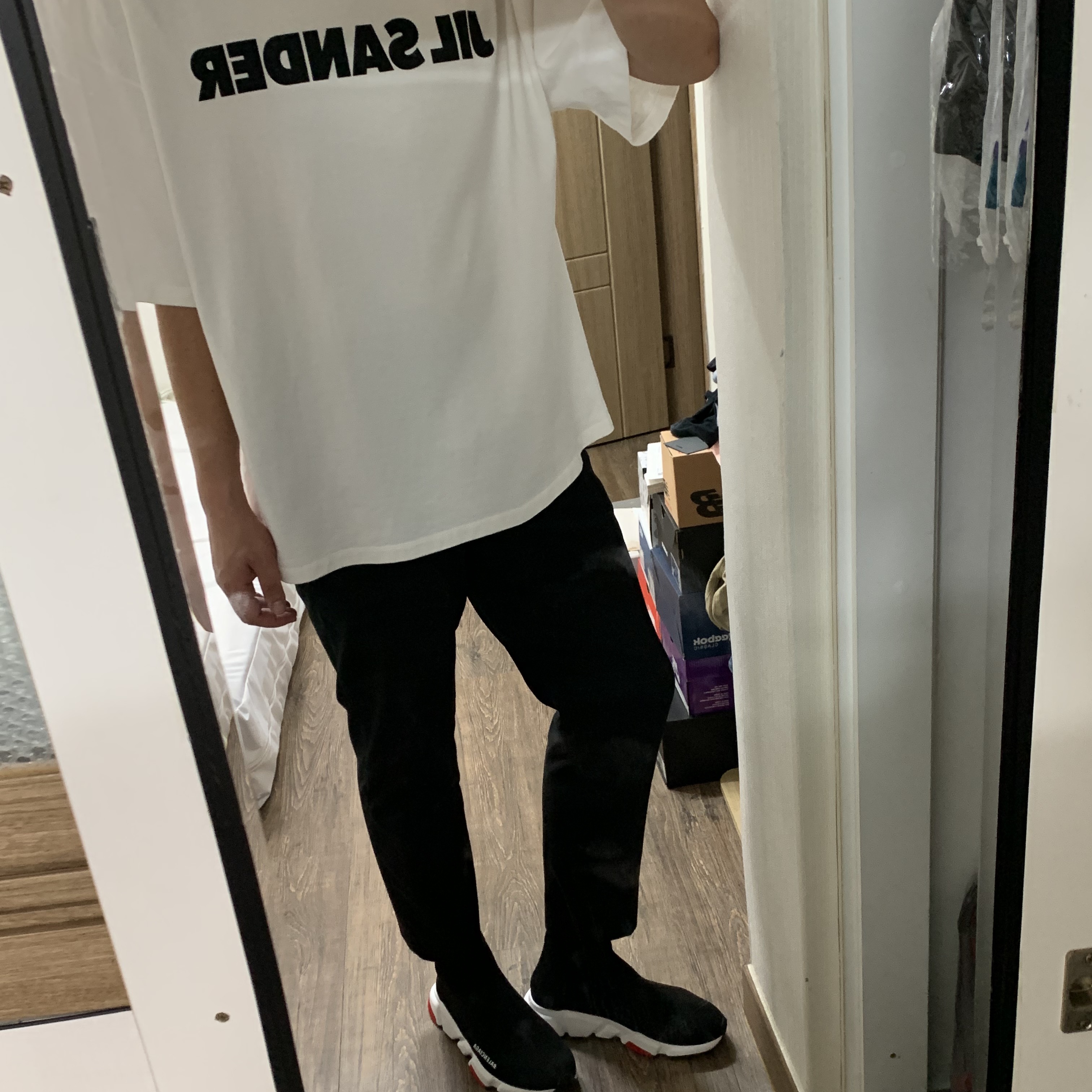 Balenciaga Speed Trainer Black Red 2020 착용 스타일