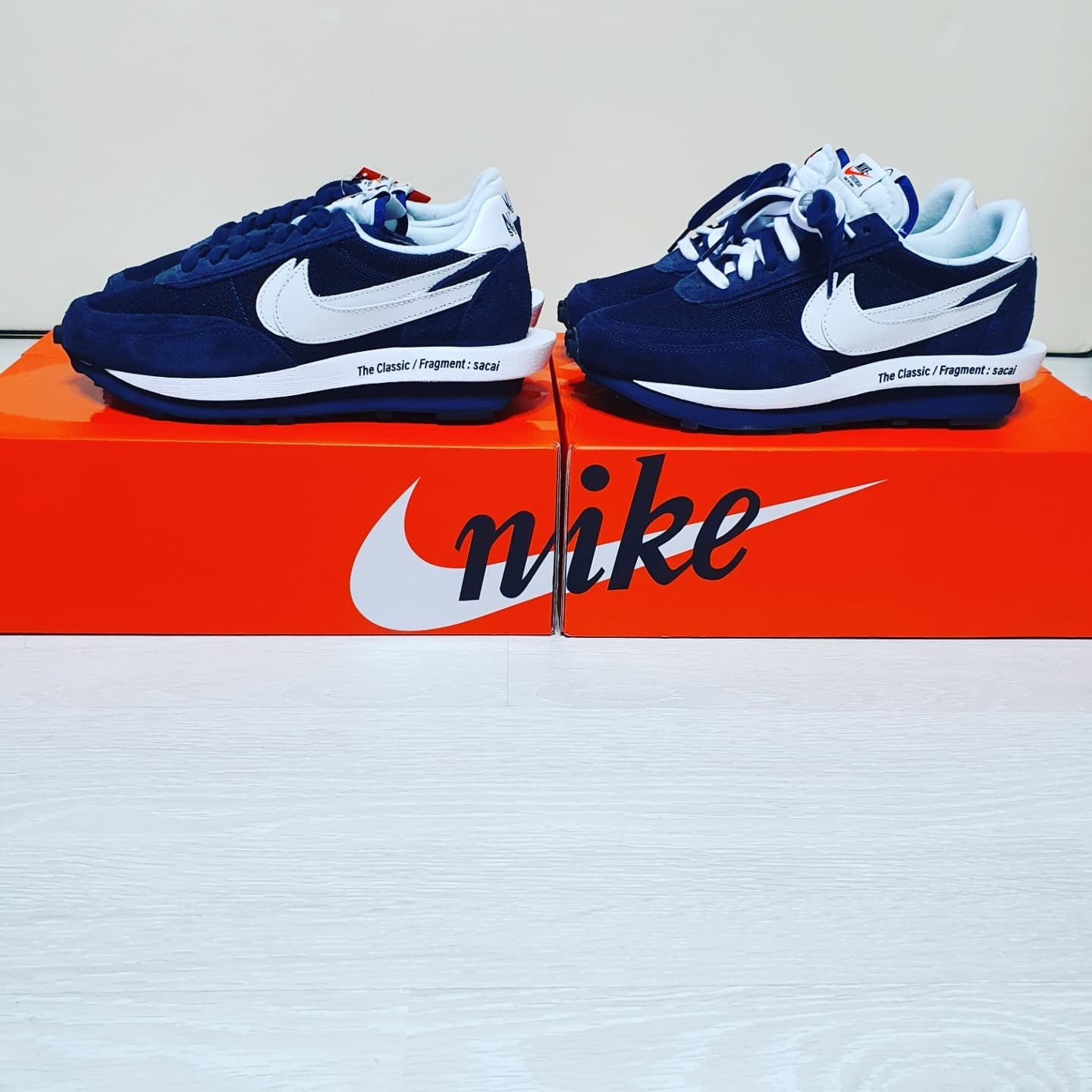 Nike x Sacai x Fragment LDWaffle Blackened Blue 착용 스타일