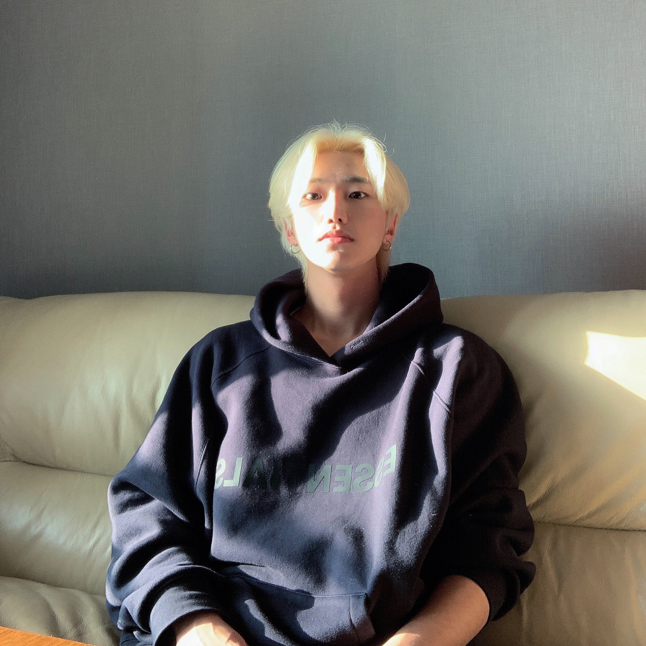 Essentials Logo Hoodie Navy/Dark Navy - Ssense Exclusive 착용 스타일