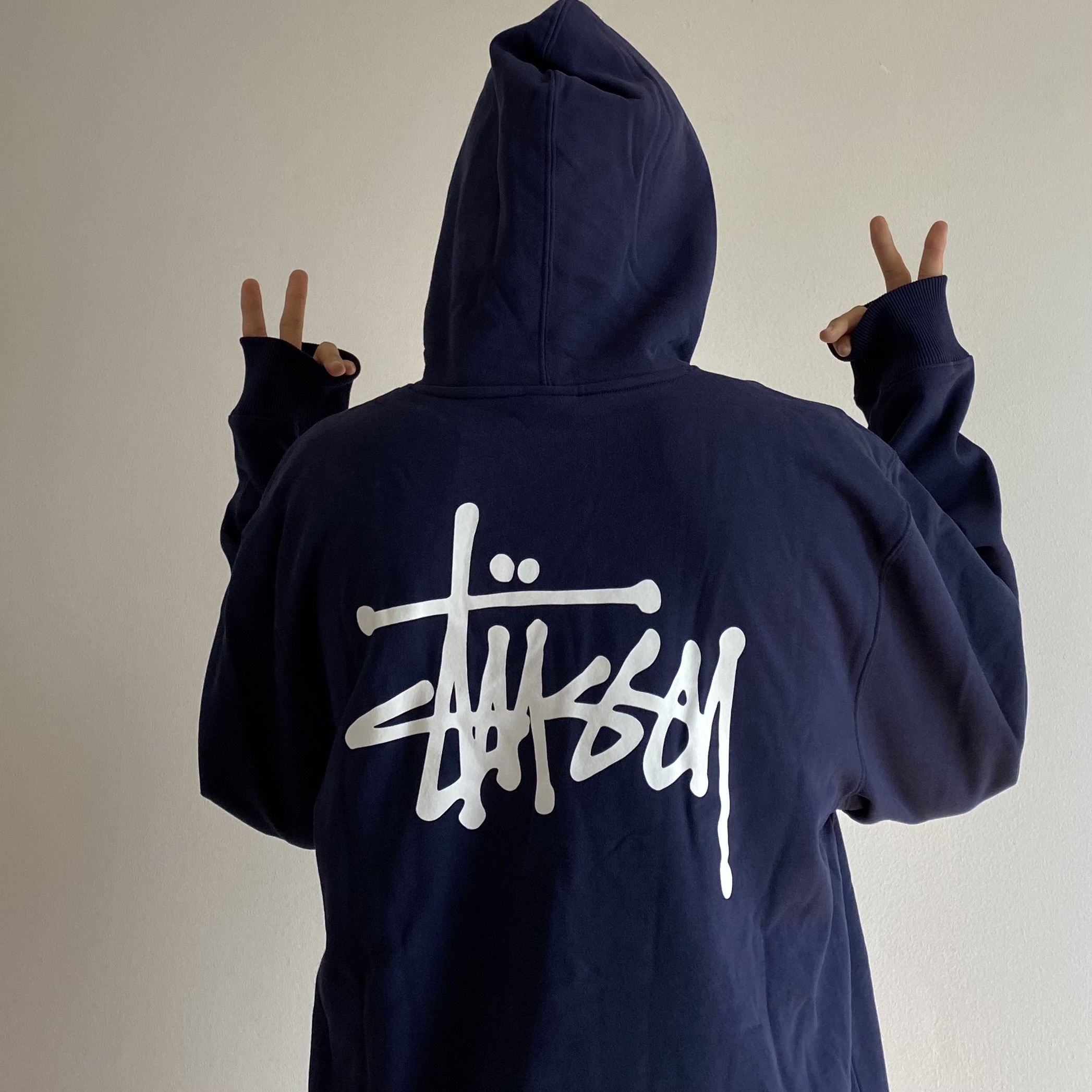 Stussy Basic Stussy Hoodie Navy 2021 착용 스타일