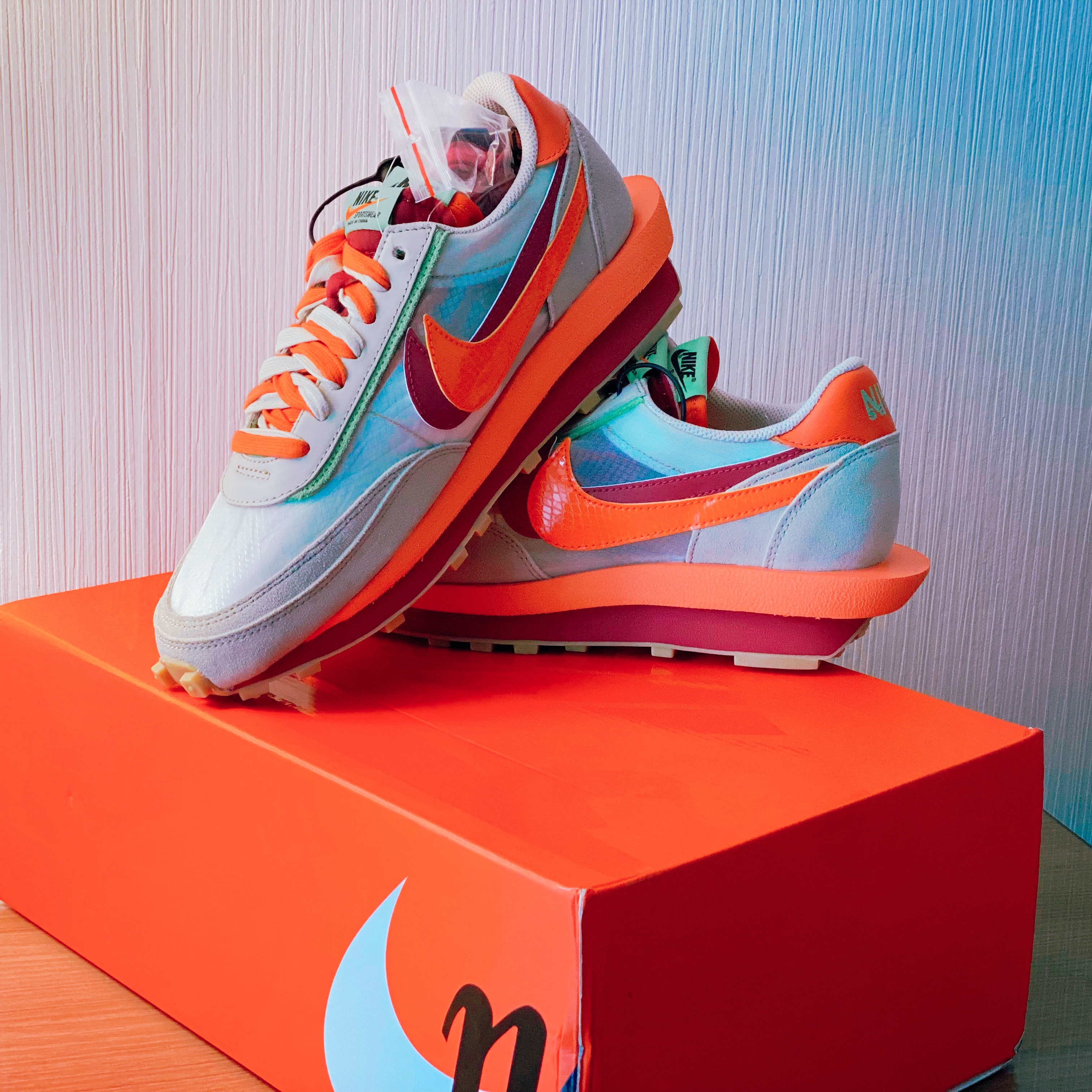 Nike x Sacai x Clot LDWaffle Orange Blaze 착용 스타일