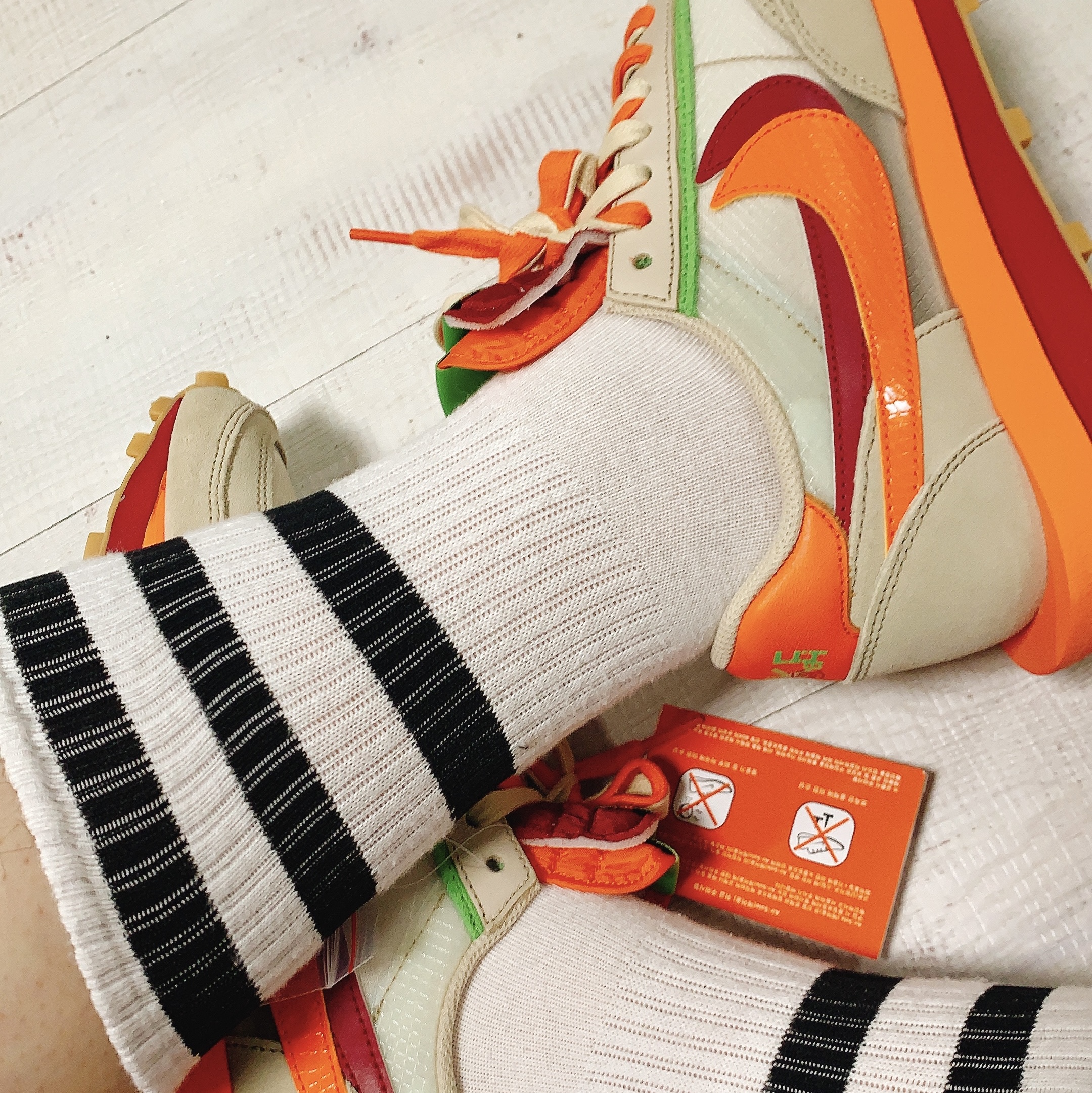 Nike x Sacai x Clot LDWaffle Orange Blaze 착용 스타일
