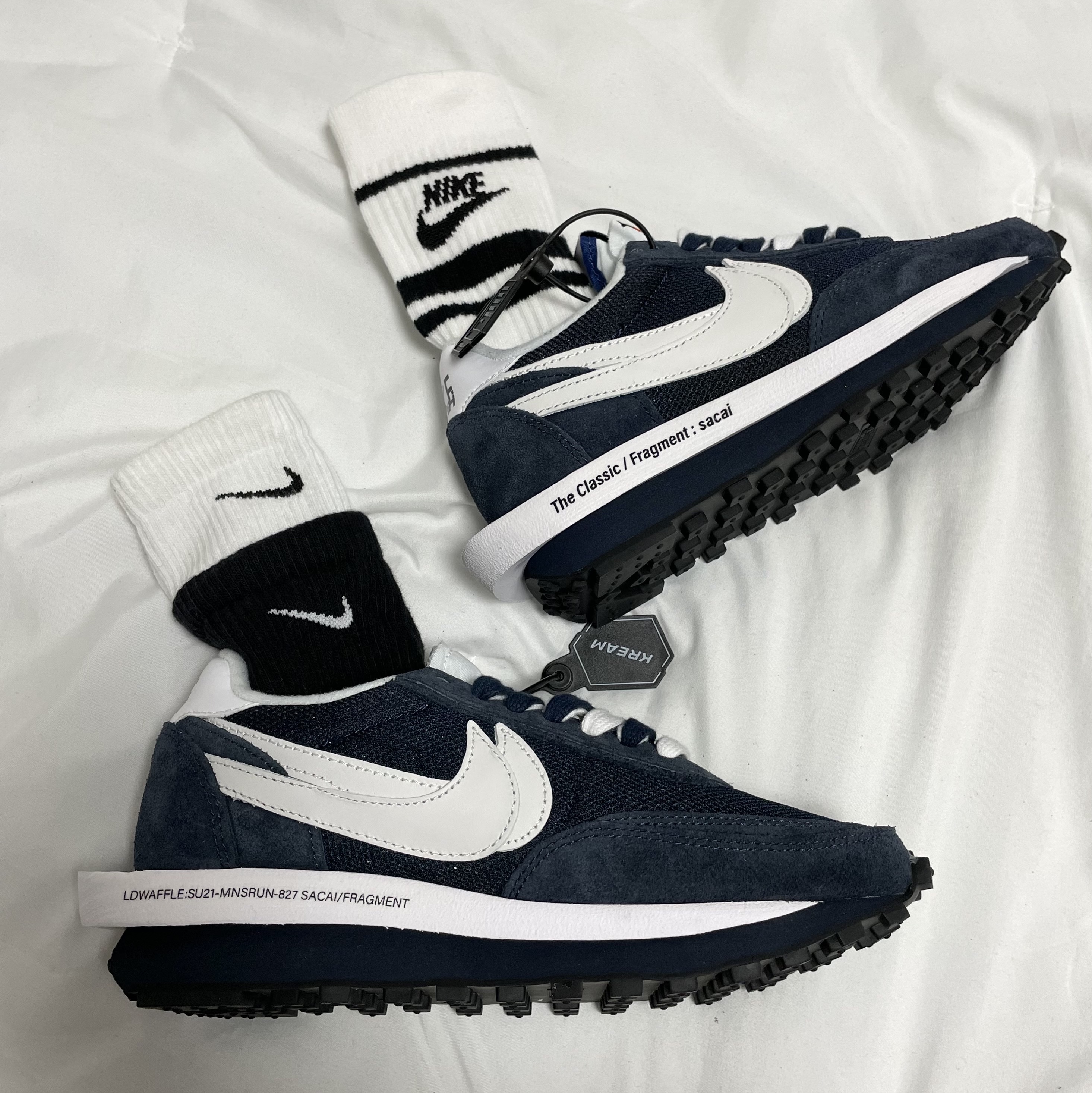 Nike x Sacai x Fragment LDWaffle Blackened Blue 착용 스타일