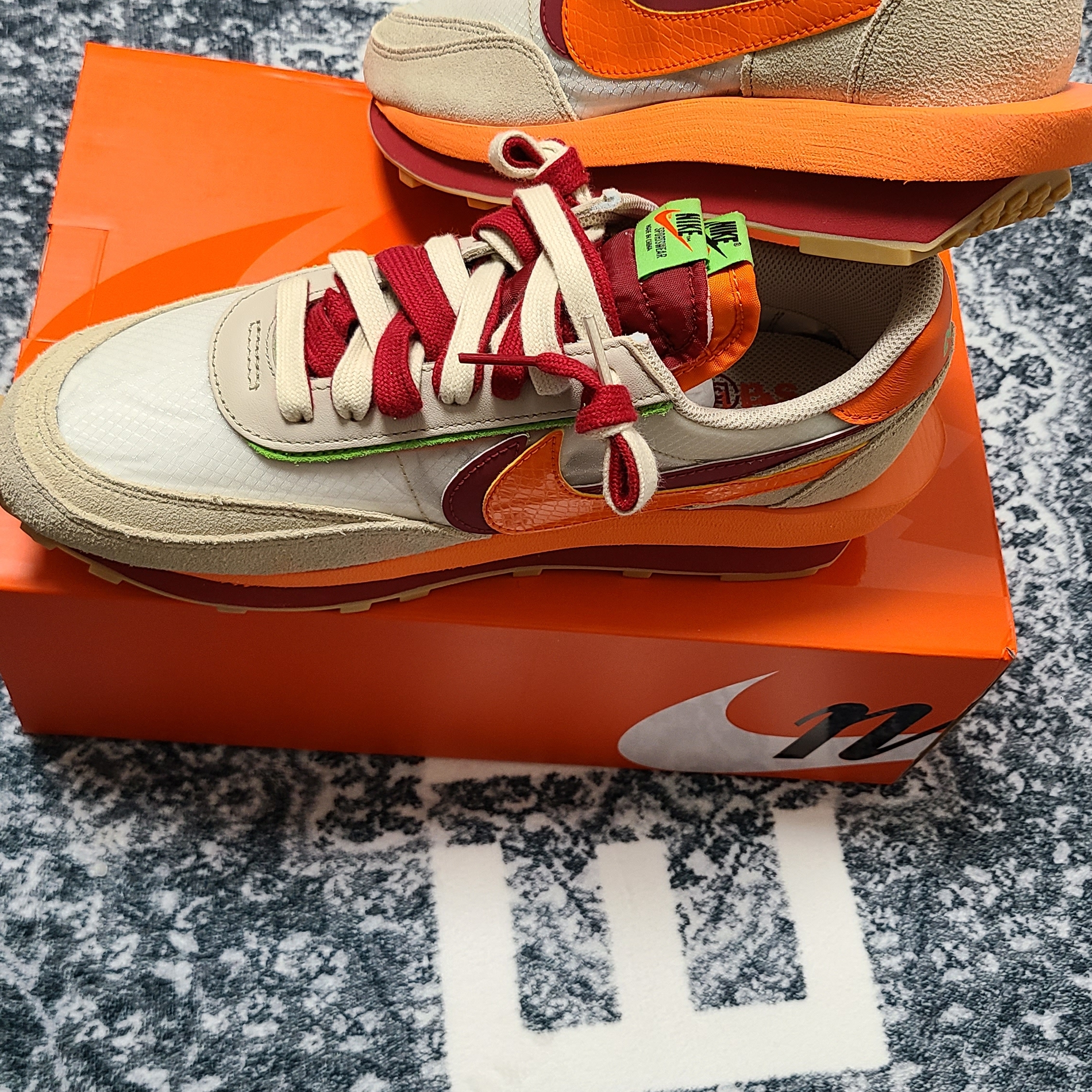 Nike x Sacai x Clot LDWaffle Orange Blaze 착용 스타일 - 2