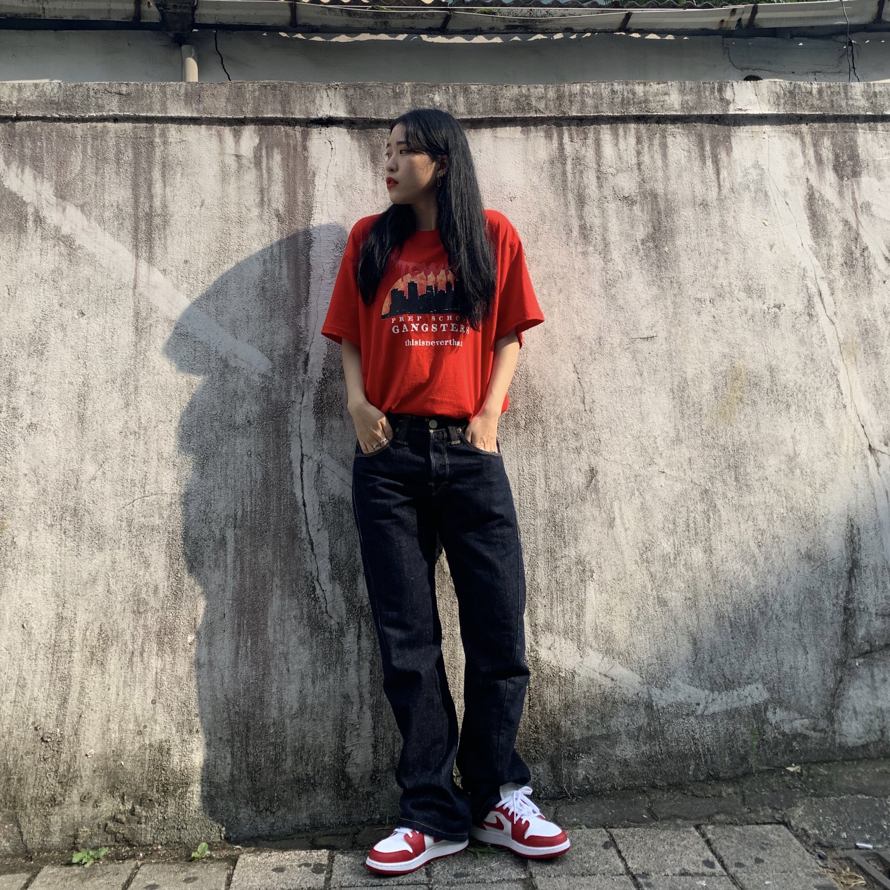Jordan 1 Low Gym Red White 착용 스타일 - 2