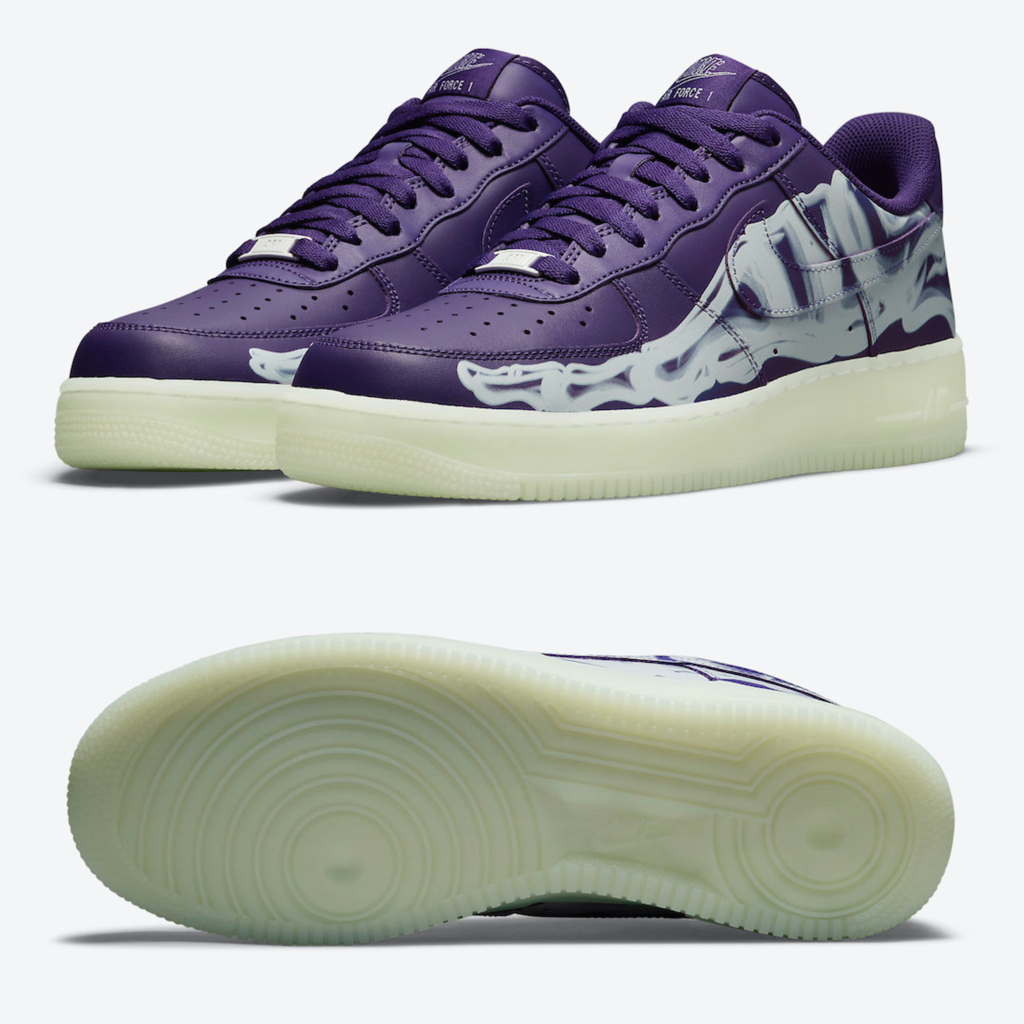 Nike Air Force 1 Low '07 Purple Skeleton 착용 스타일 - 2