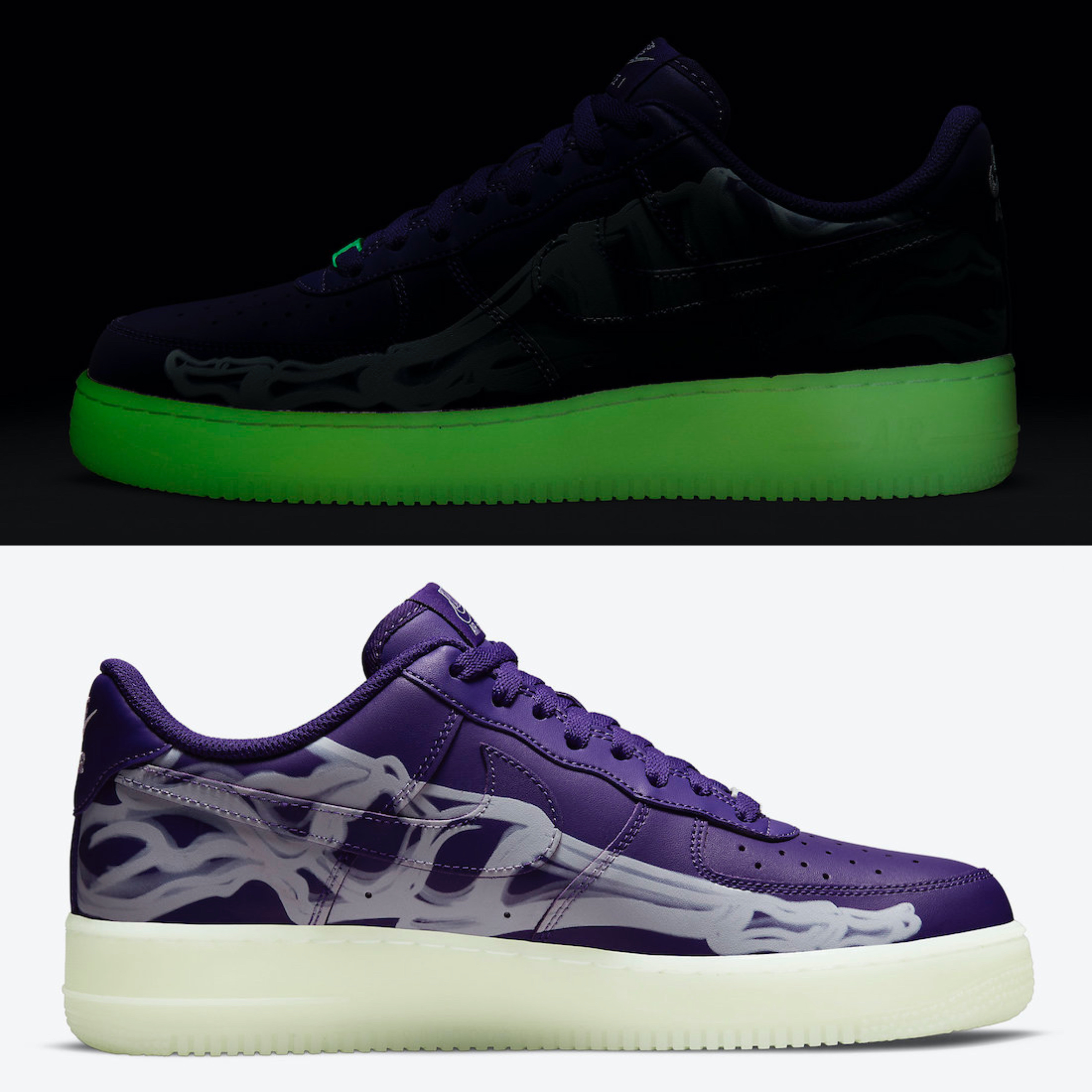 Nike Air Force 1 Low '07 Purple Skeleton 착용 스타일 - 3