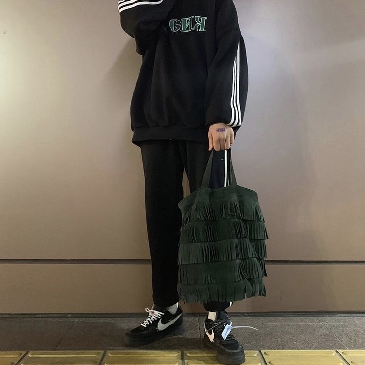 Nike x Off-White Air Force 1 Low Black White 착용 스타일