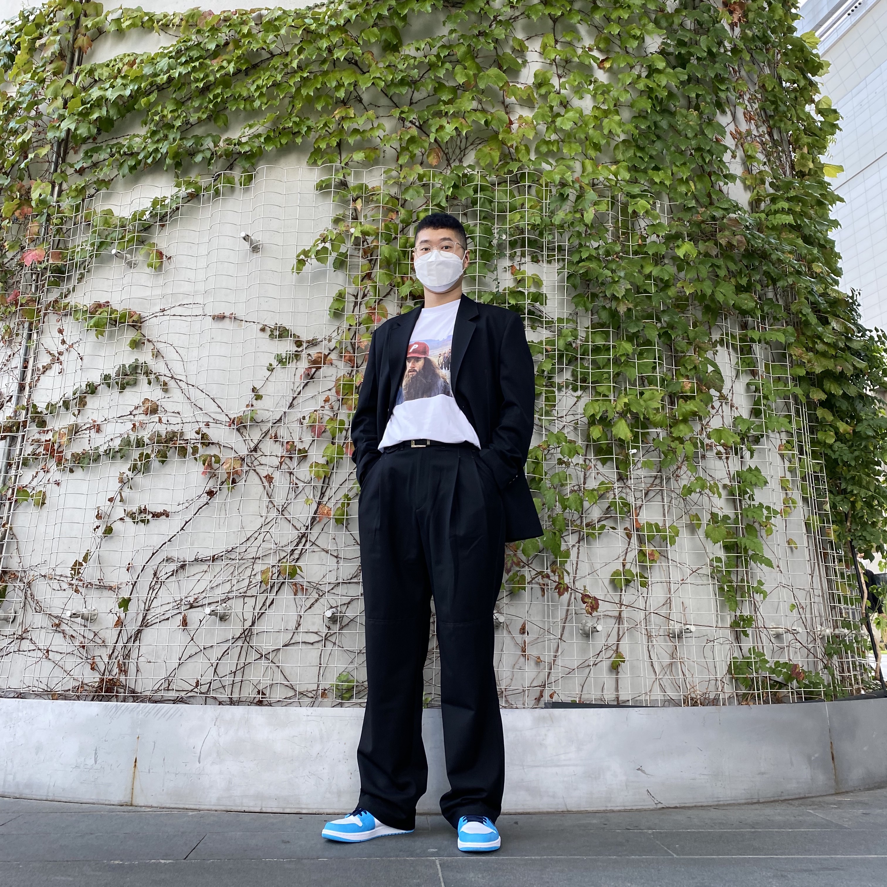 Jordan 1 Low Dark Powder Blue, Palace Jenny T-Shirt Black - 18SS 착용 스타일