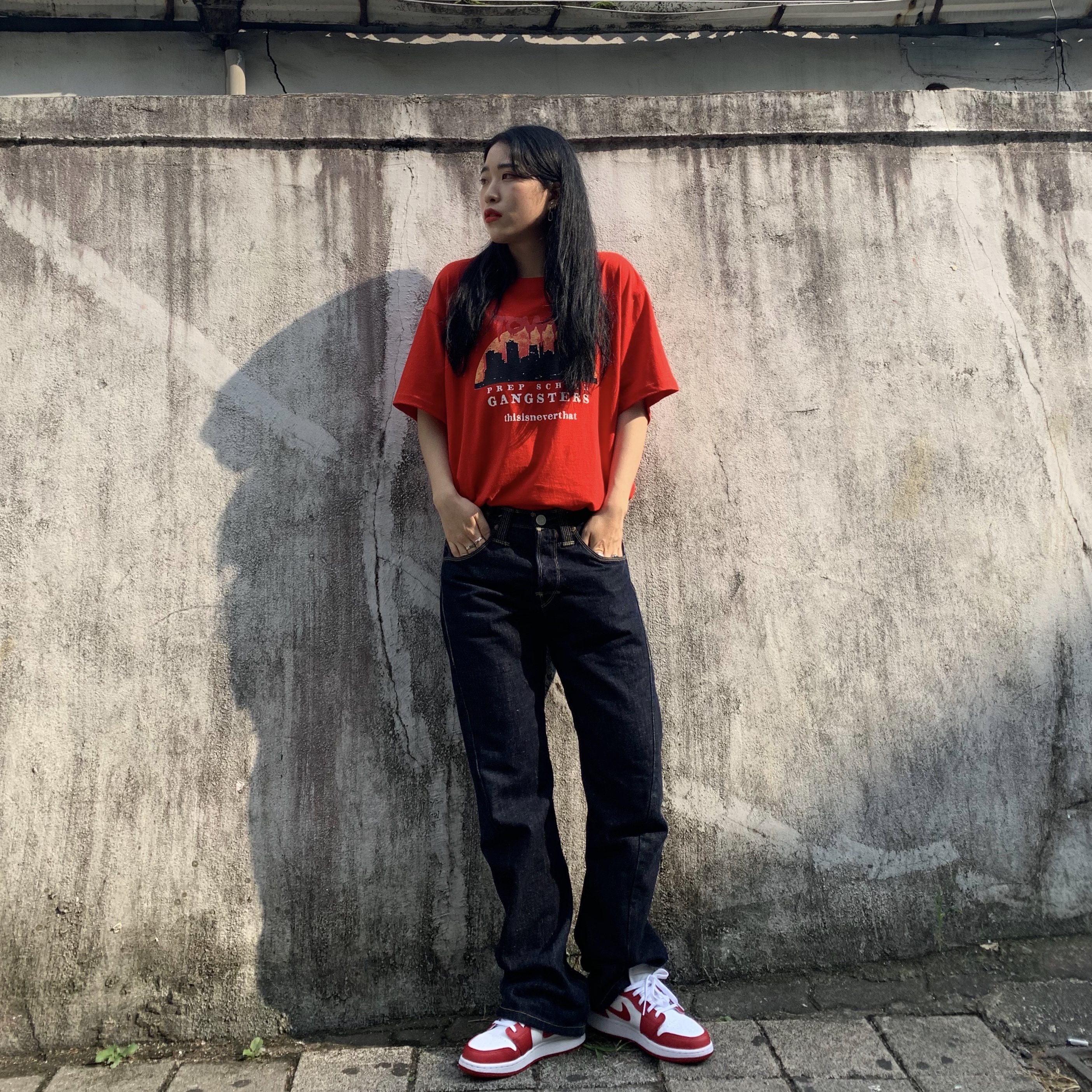 Jordan 1 Low Gym Red White 착용 스타일 - 1