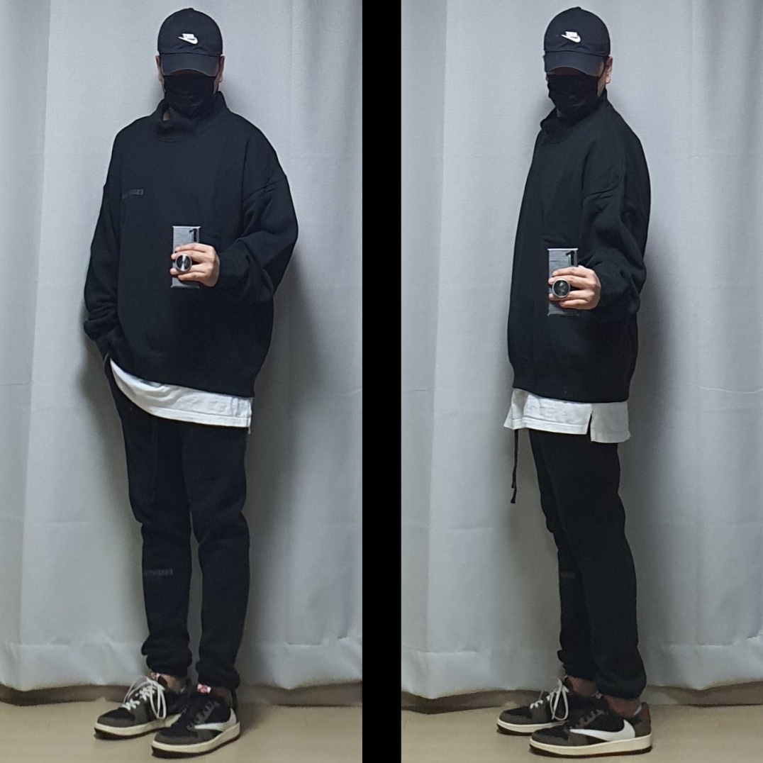 Essentials Pull-Over Mockneck Black - 21SS, Essentials Pull-Over Mockneck Sweatshirt Black 2020 착용 스타일 - 2