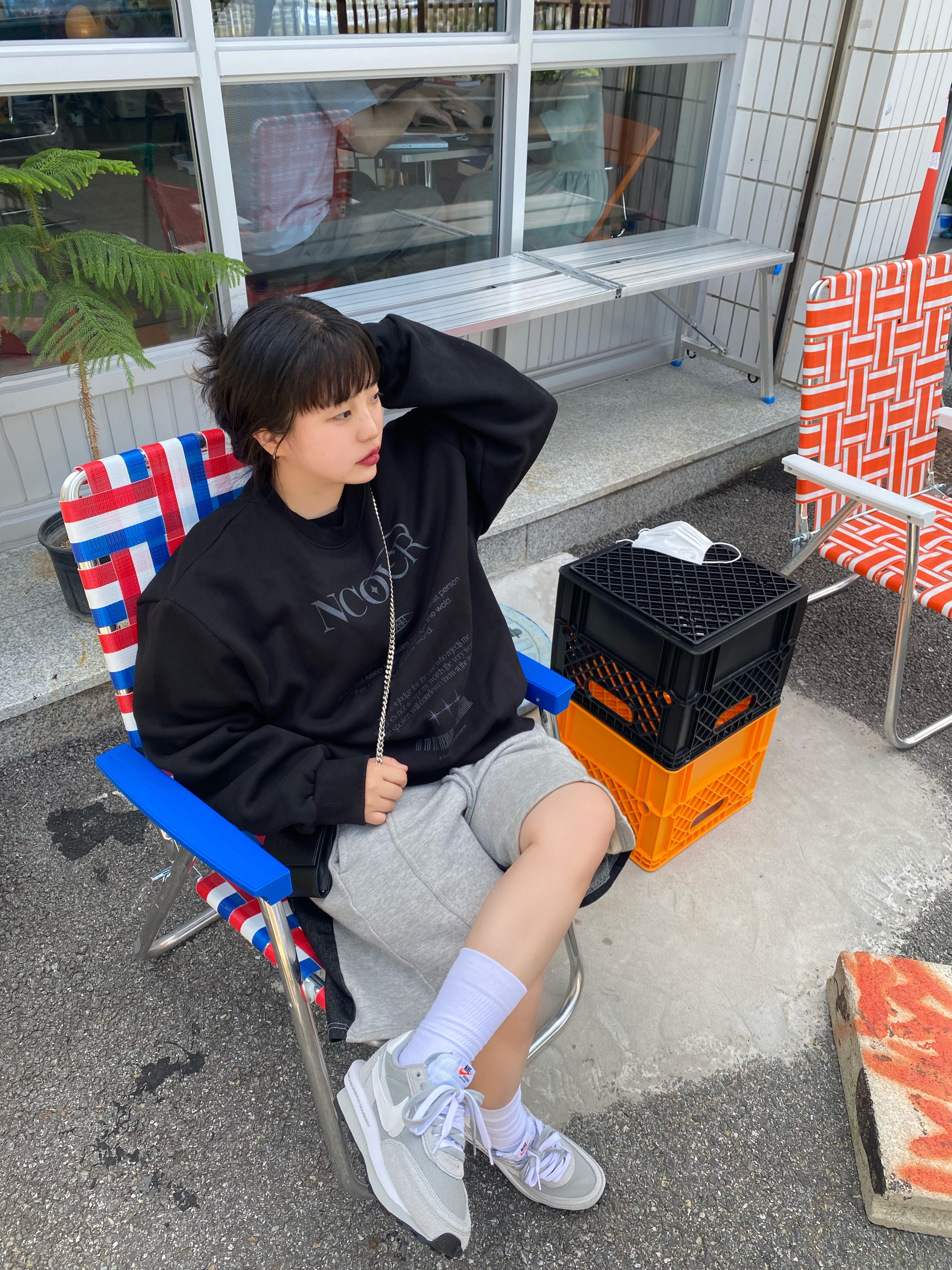 Nike x Sacai x Fragment LDWaffle Light Smoke Grey 착용 스타일