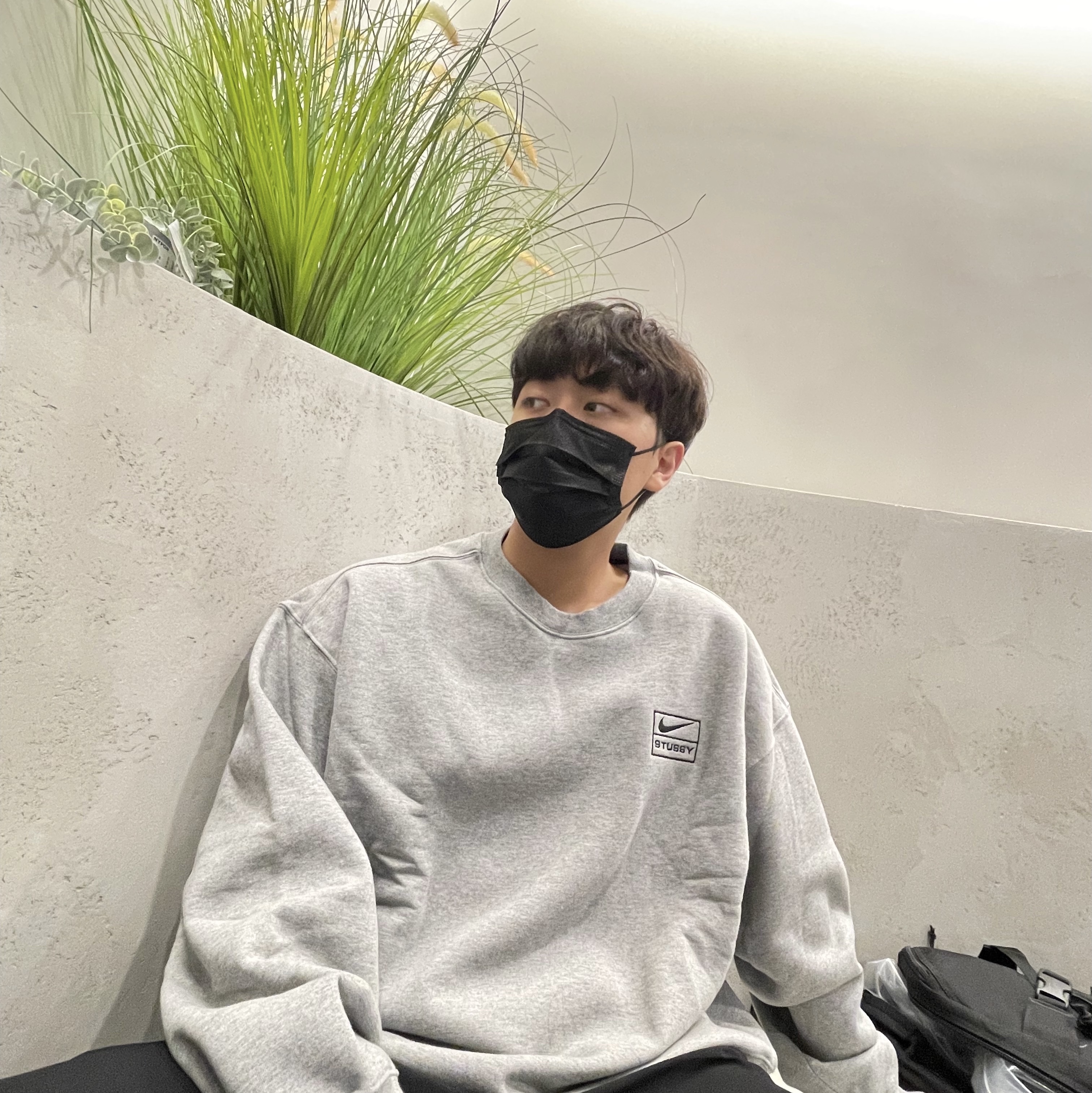 Nike x Stussy NRG BR Crew Fleece Grey 착용 스타일