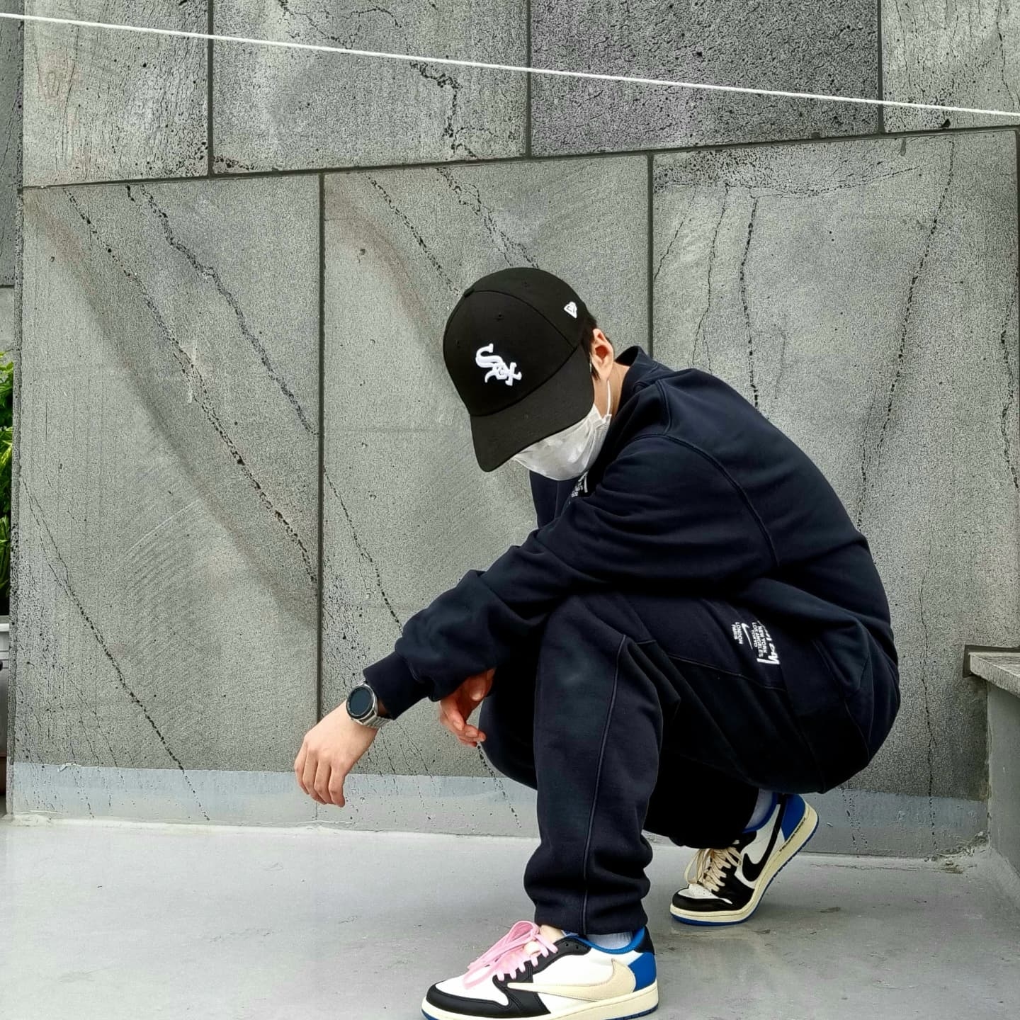 Nike x Stussy NRG ZR Fleece Crewneck Black - Asia, Nike x Stussy NRG ZR Fleece Pants Black - US/EU 착용 스타일 - 1