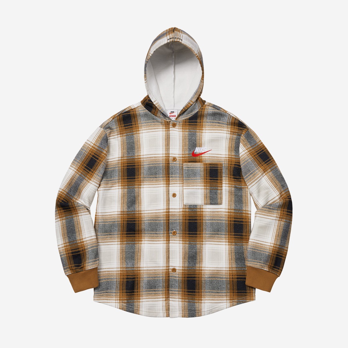 Supreme x Nike Plaid Hooded Sweatshirt Mustard - 18FW 상세 이미지 1