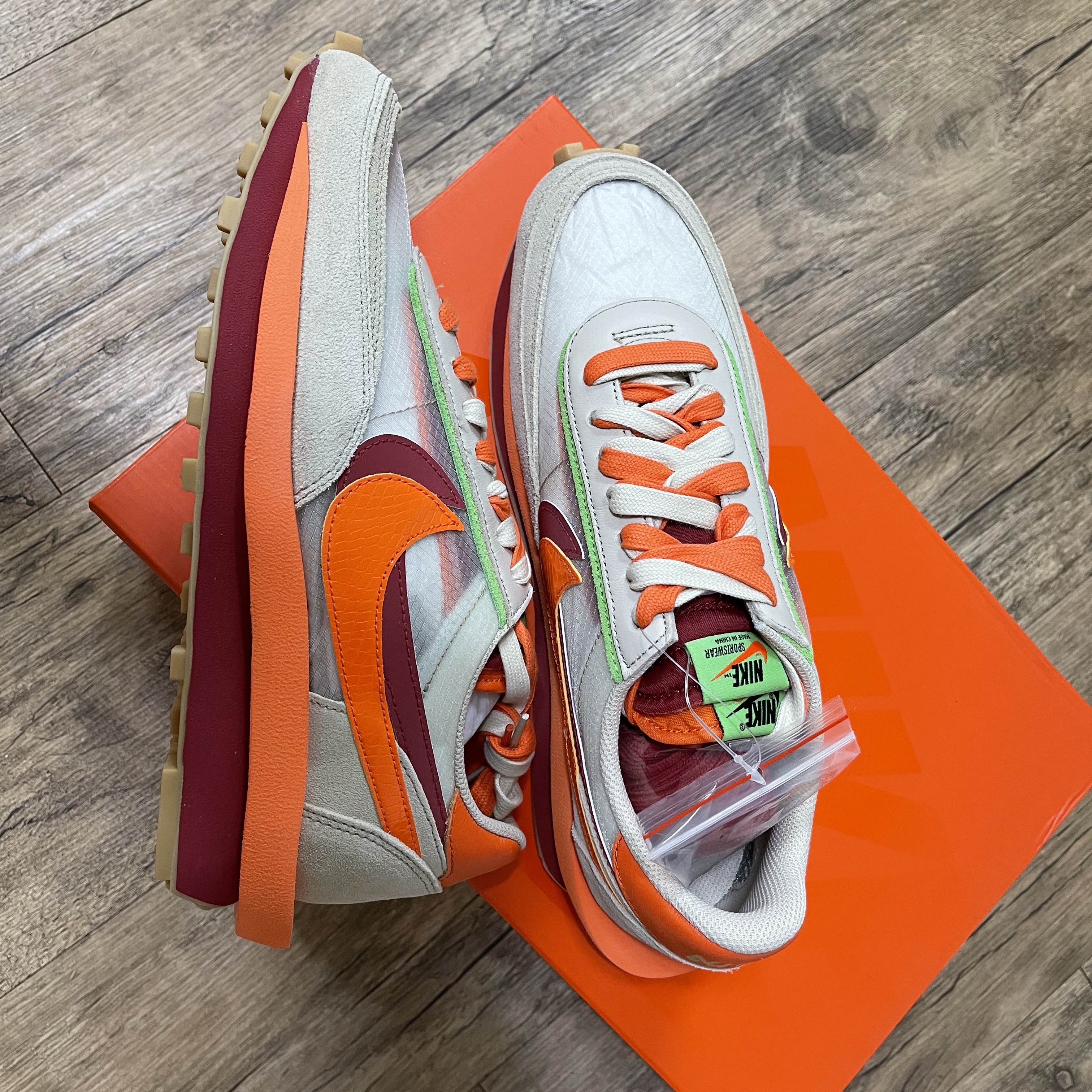 Nike x Sacai x Clot LDWaffle Orange Blaze 착용 스타일 - 1