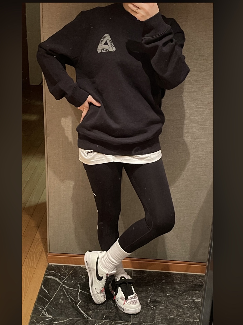 Palace Slub Crew Black - 21FW, Nike x Peaceminusone Air Force 1 Low Para-Noise 2.0 착용 스타일 - 2