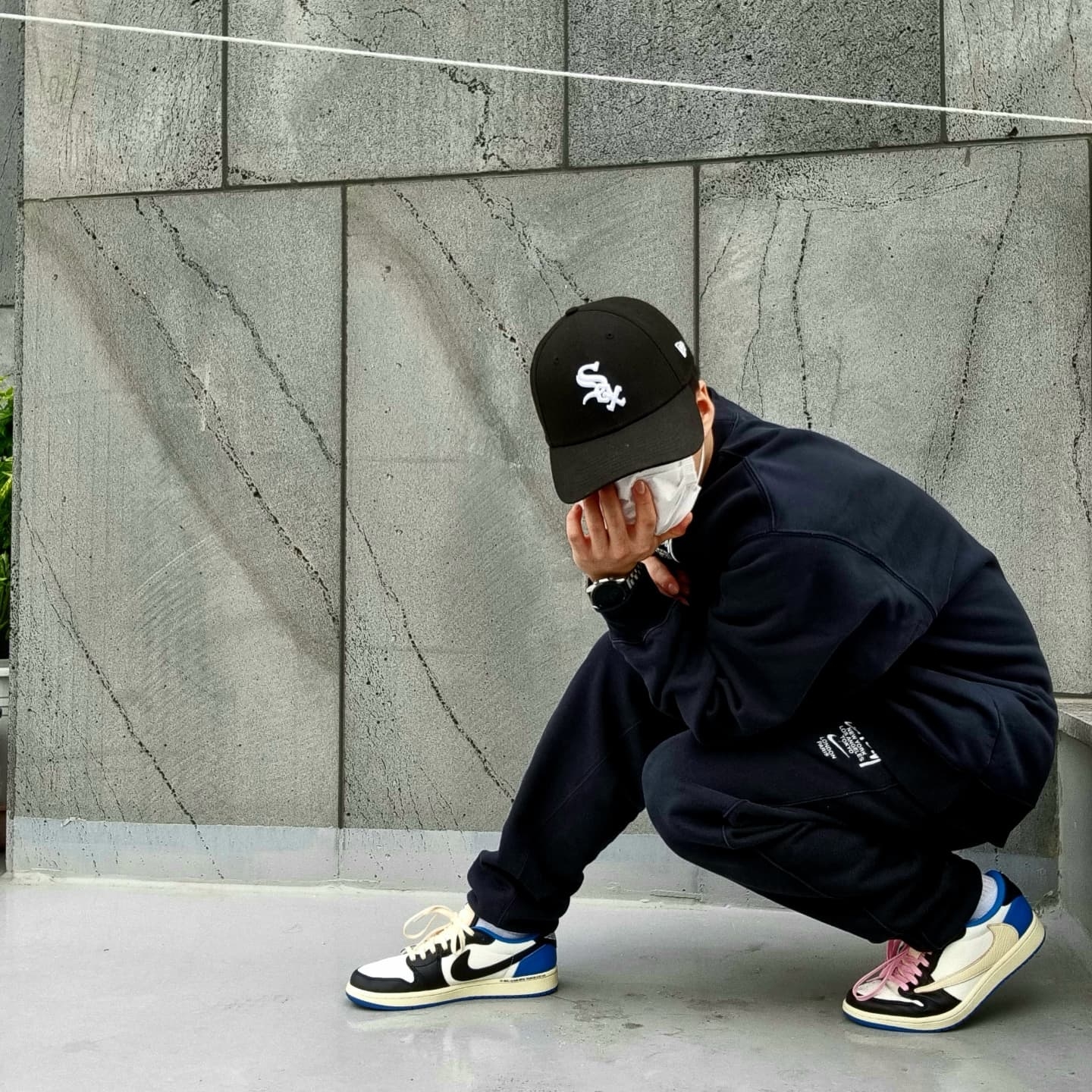 Nike x Stussy NRG ZR Fleece Crewneck Black - Asia, Nike x Stussy NRG ZR Fleece Pants Black - US/EU 착용 스타일 - 3