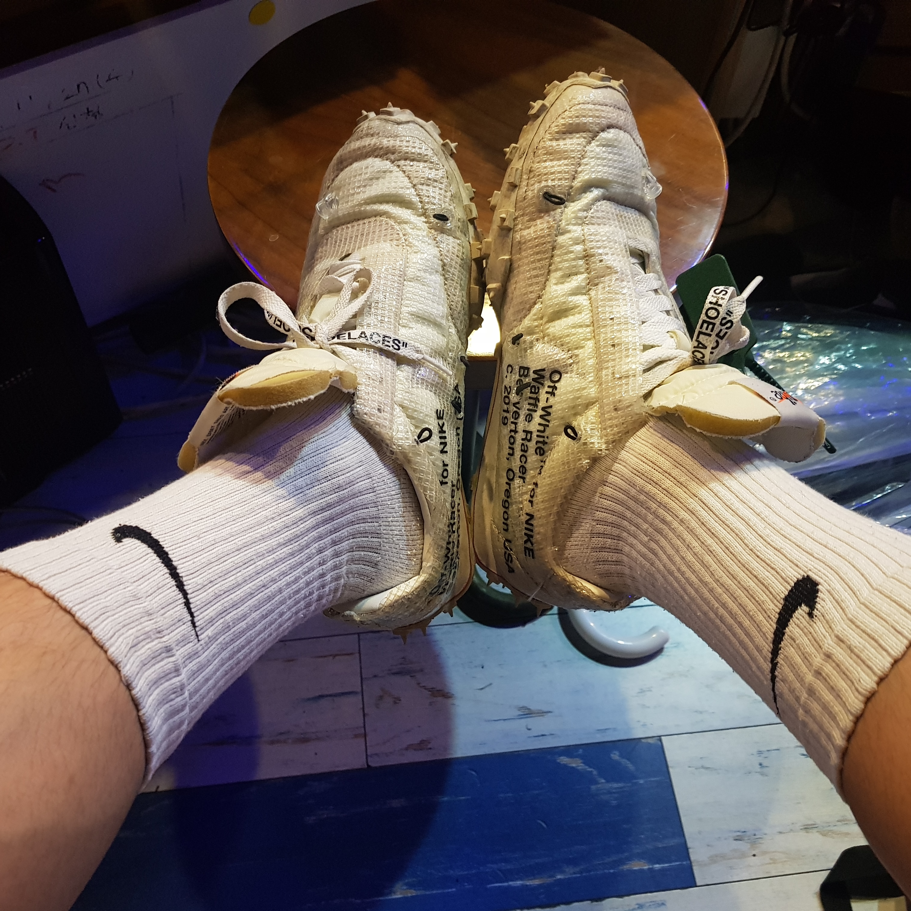(W) Nike x Off-White Waffle Racer White 착용 스타일 - 3