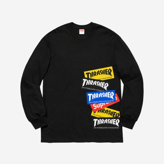 슈프림 x 트레셔 멀티 로고 롱슬리브 티셔츠 블랙 - 21FW