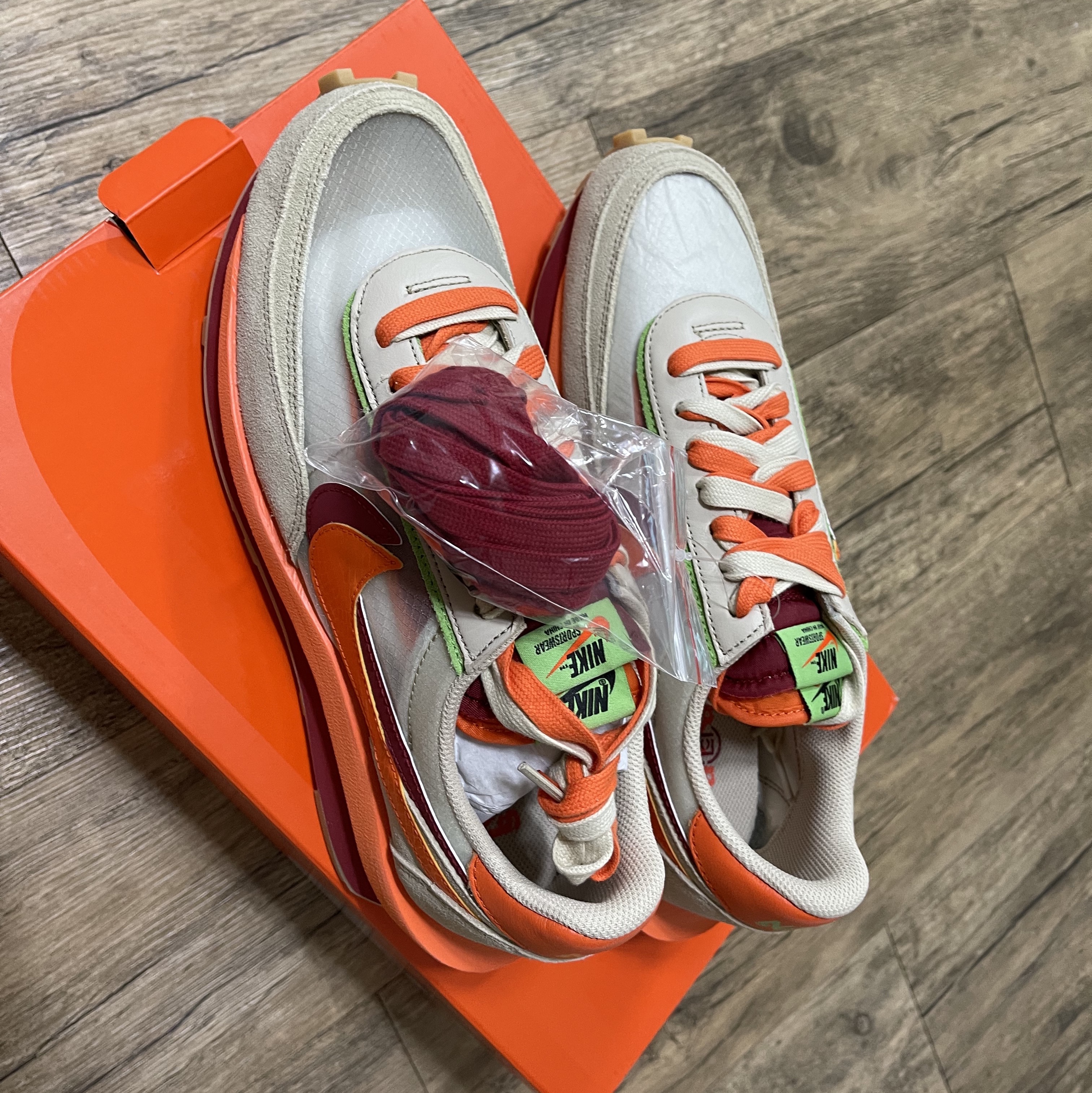 Nike x Sacai x Clot LDWaffle Orange Blaze 착용 스타일 - 4