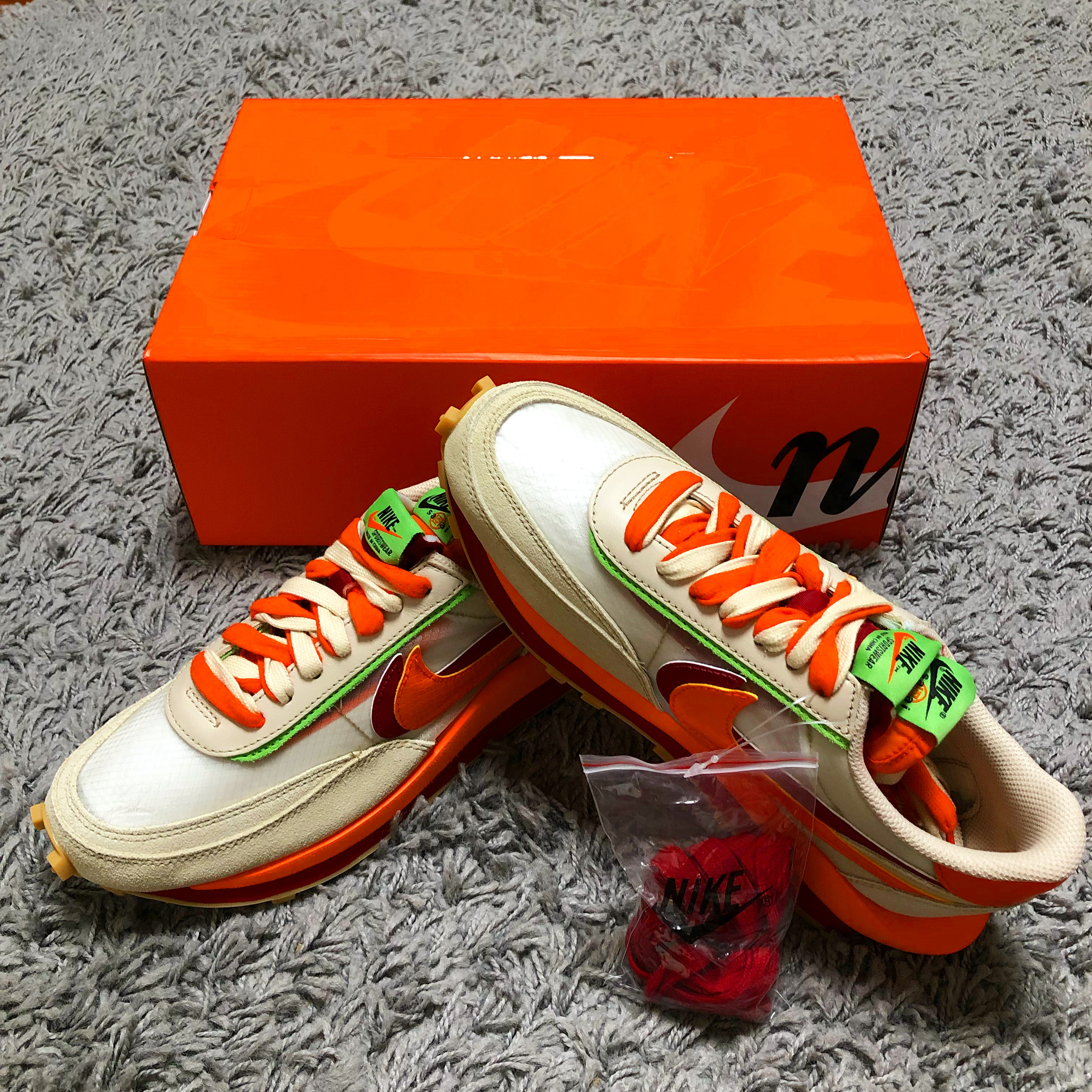 Nike x Sacai x Clot LDWaffle Orange Blaze 착용 스타일