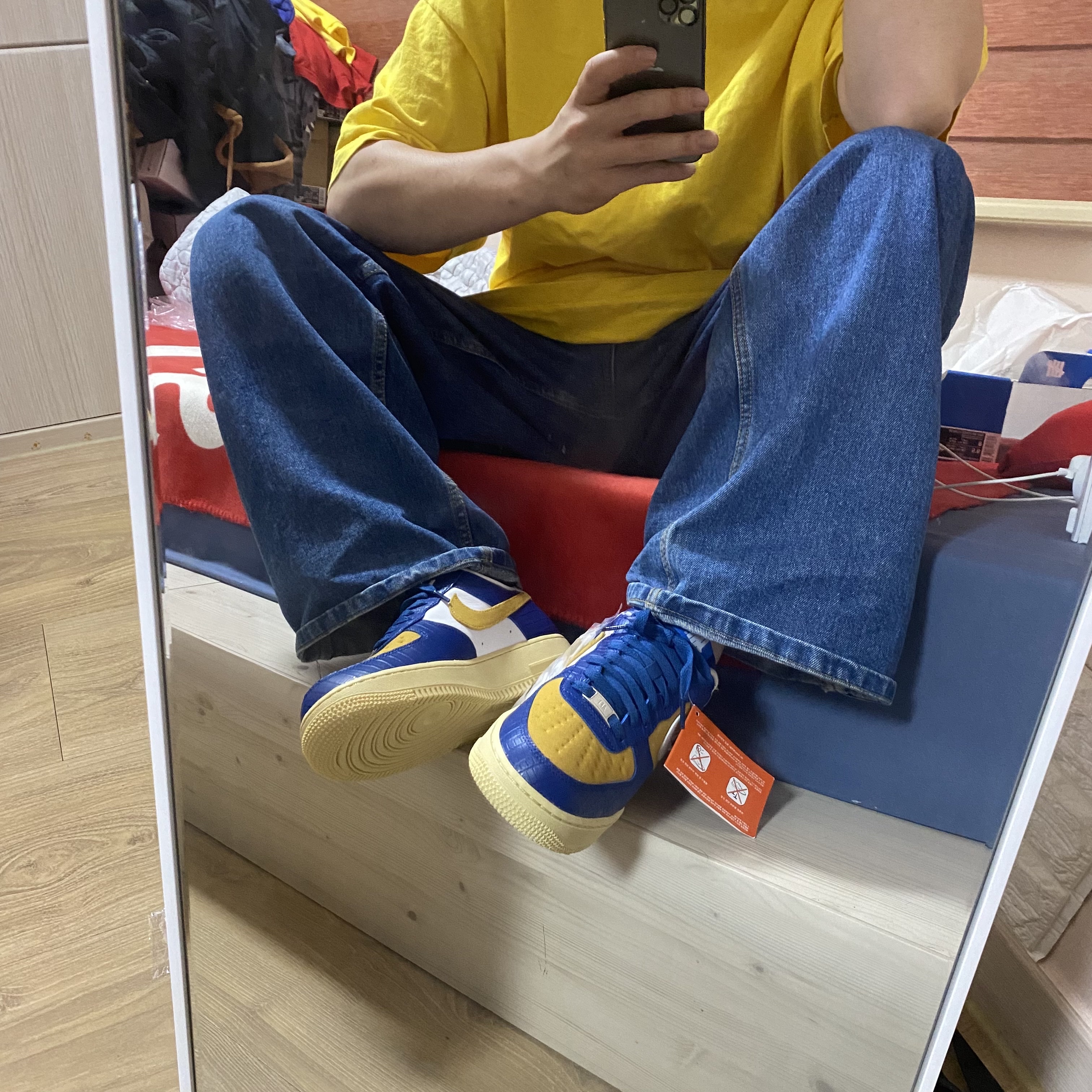 Nike x Undefeated Air Force 1 Low SP 5 On It Court Blue 착용 스타일