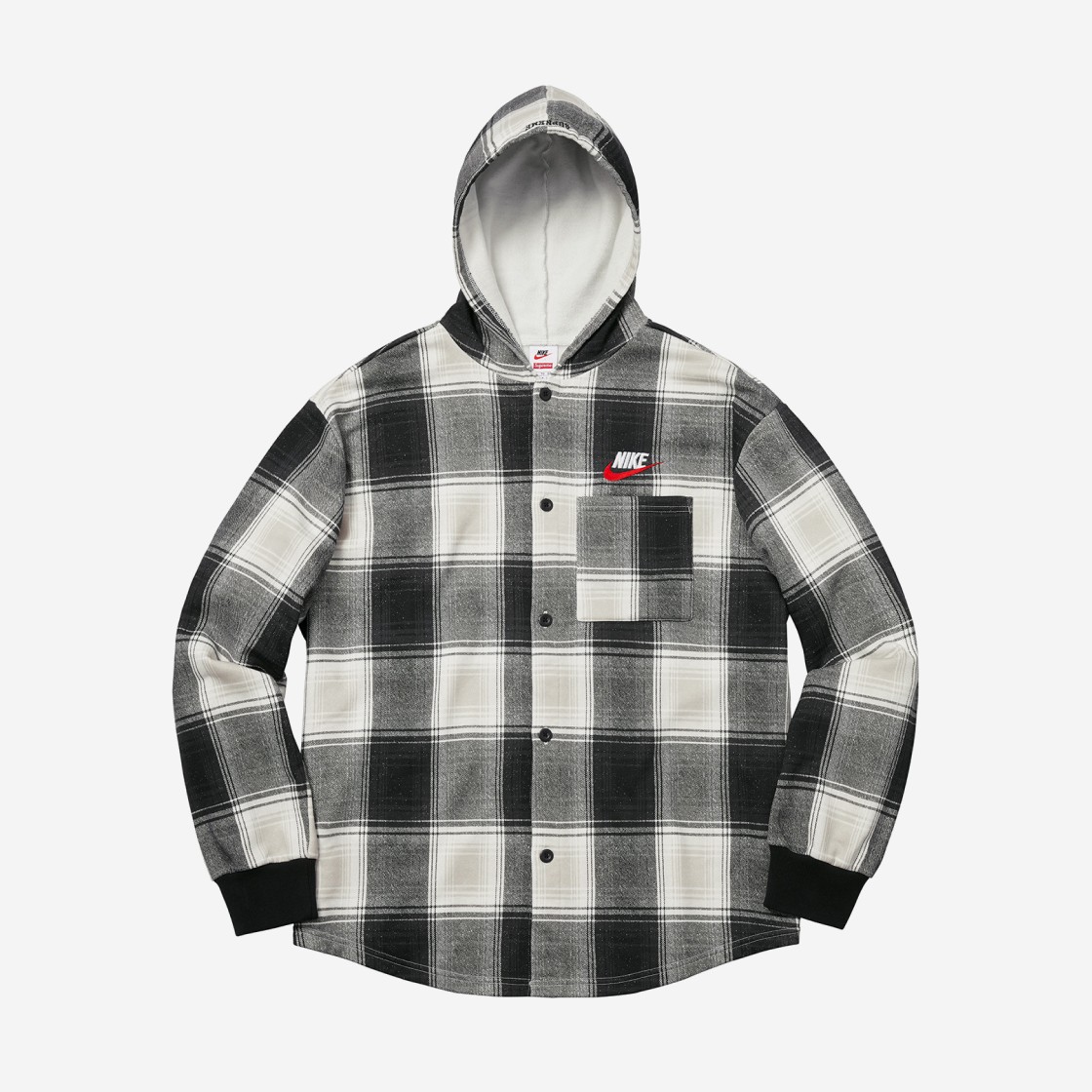 Supreme x Nike Plaid Hooded Sweatshirt Black - 18FW 상세 이미지 1