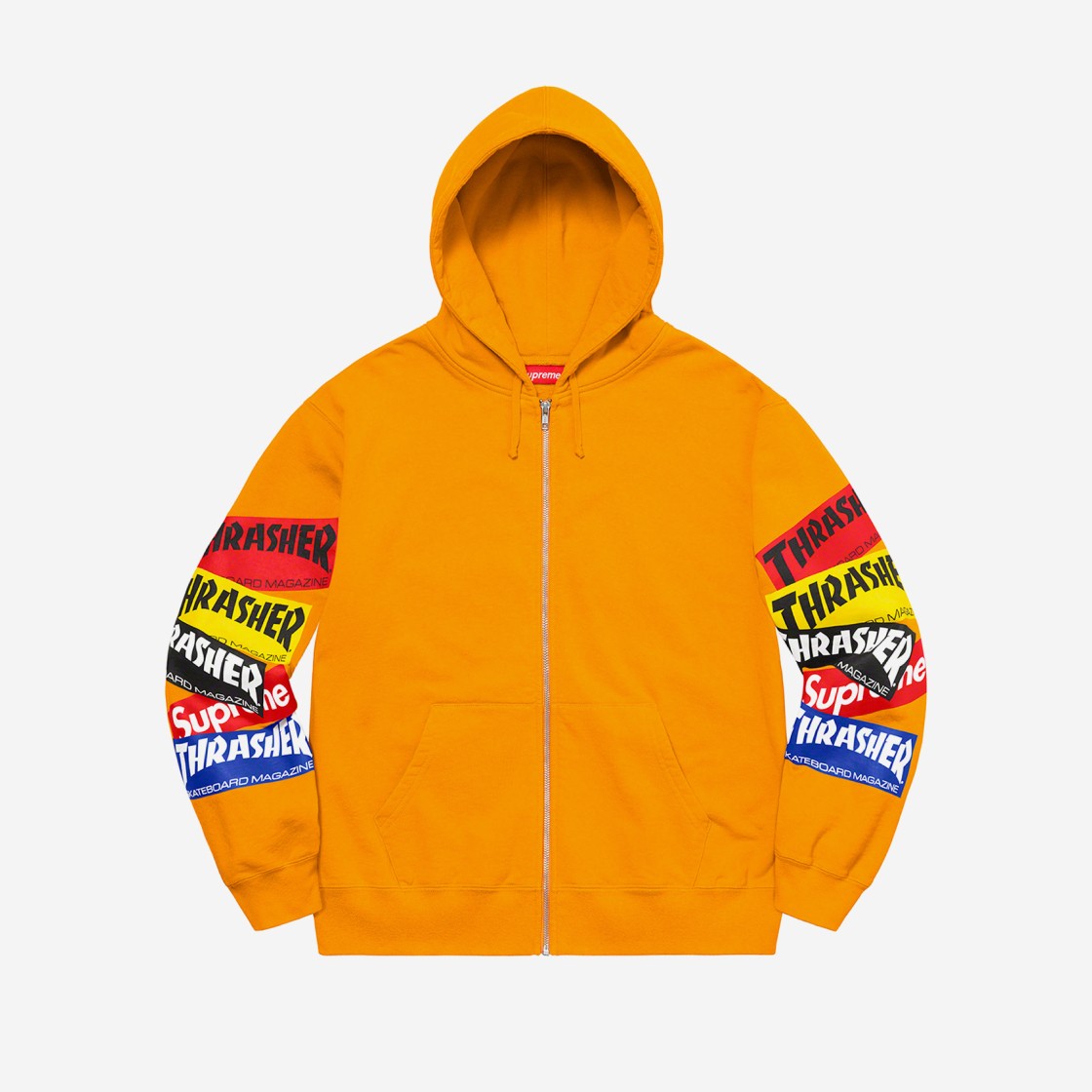 Supreme x Thrasher Multi Logo Zip Up Hooded Sweatshirt Gold - 21FW 상세 이미지 1