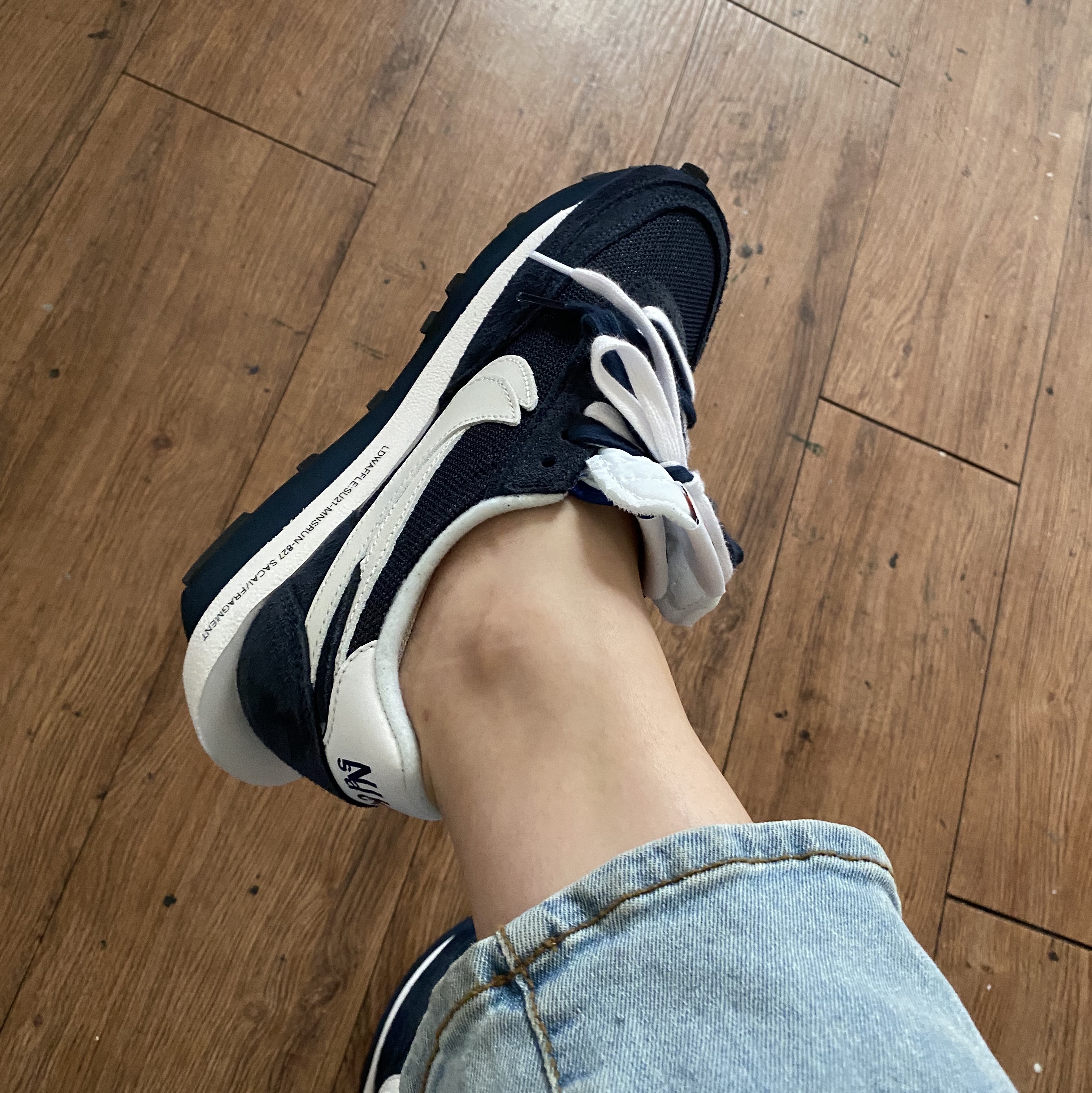Nike x Sacai x Fragment LDWaffle Blackened Blue 착용 스타일