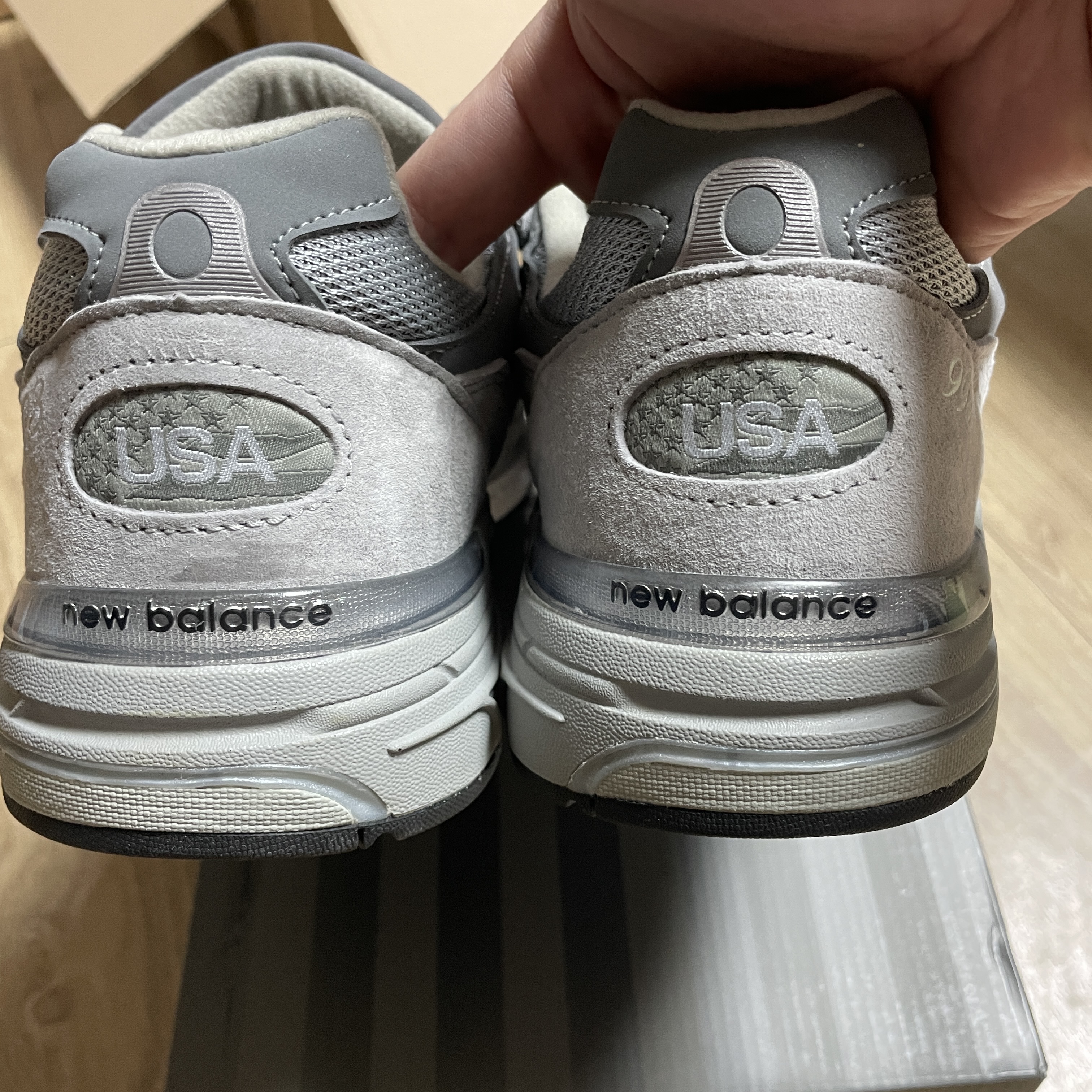 New Balance 993 Made in USA Grey - 2E Wide 착용 스타일 - 4