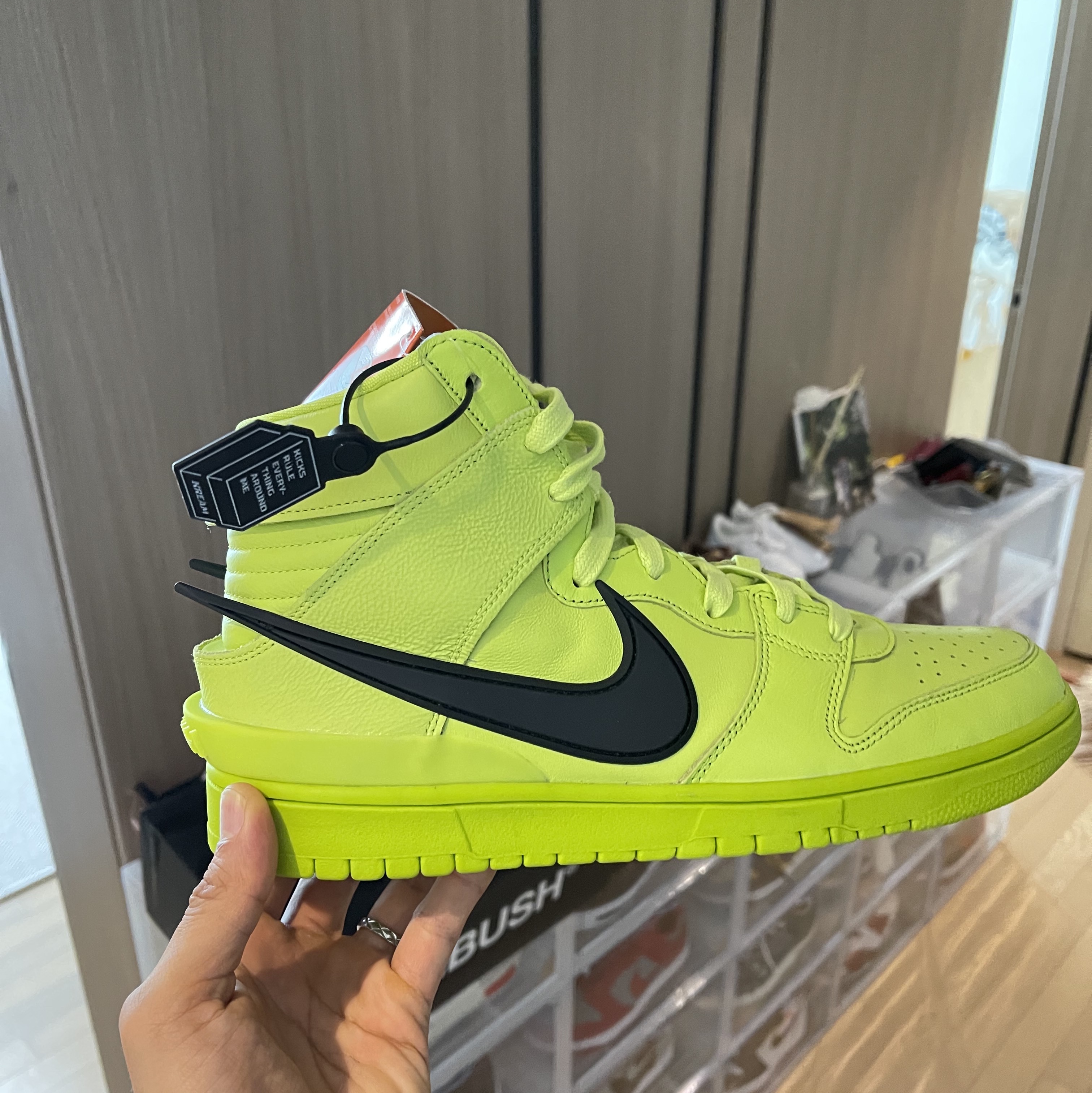 Nike x Ambush Dunk High Flash Lime, Jordan 11 Retro Bred 2019 착용 스타일 - 1