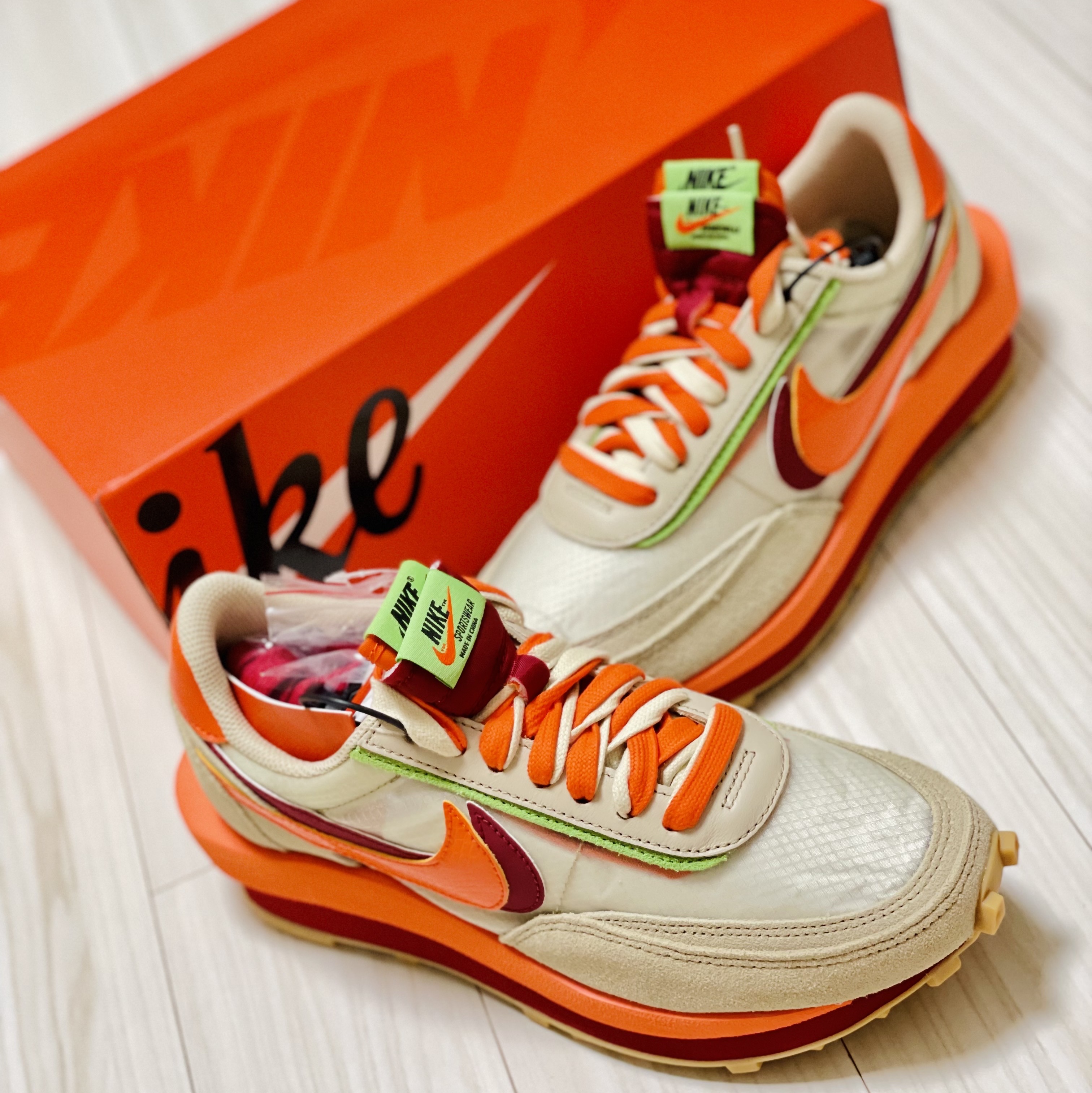 Nike x Sacai x Clot LDWaffle Orange Blaze 착용 스타일 - 3