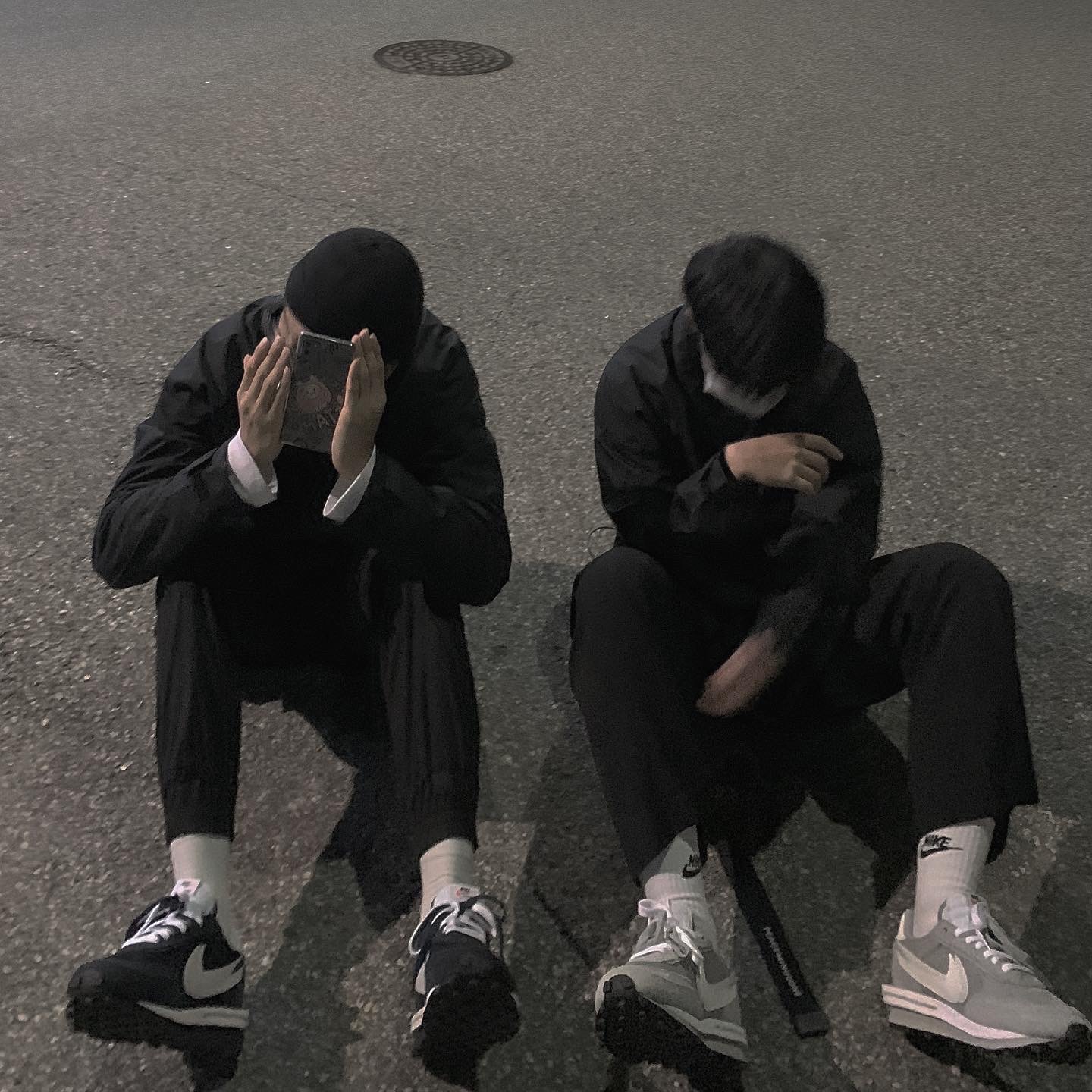 Nike x Sacai x Fragment LDWaffle Light Smoke Grey, Nike x Sacai x Fragment LDWaffle Blackened Blue 착용 스타일