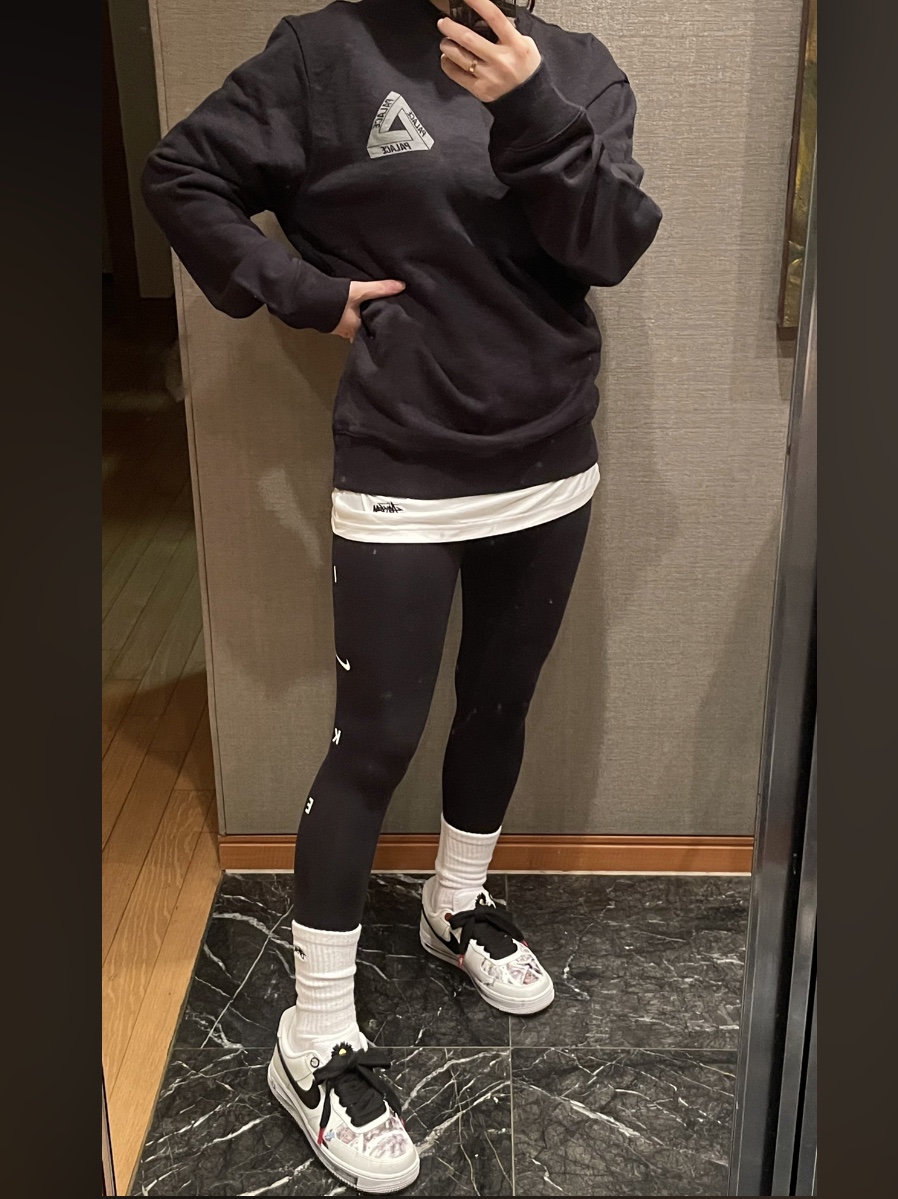 Palace Slub Crew Black - 21FW, Nike x Peaceminusone Air Force 1 Low Para-Noise 2.0 착용 스타일 - 1