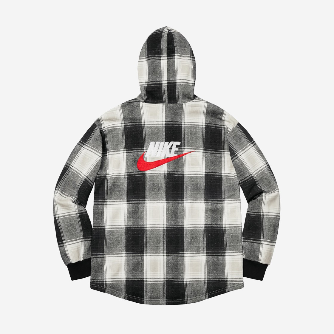 Supreme x Nike Plaid Hooded Sweatshirt Black - 18FW 상세 이미지 2