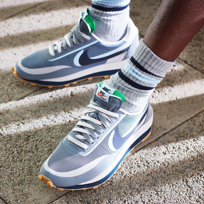 Nike x Sacai x Clot LDWaffle Orange Blaze, Nike x Sacai x Fragment LDWaffle Light Smoke Grey 착용 스타일 - 2