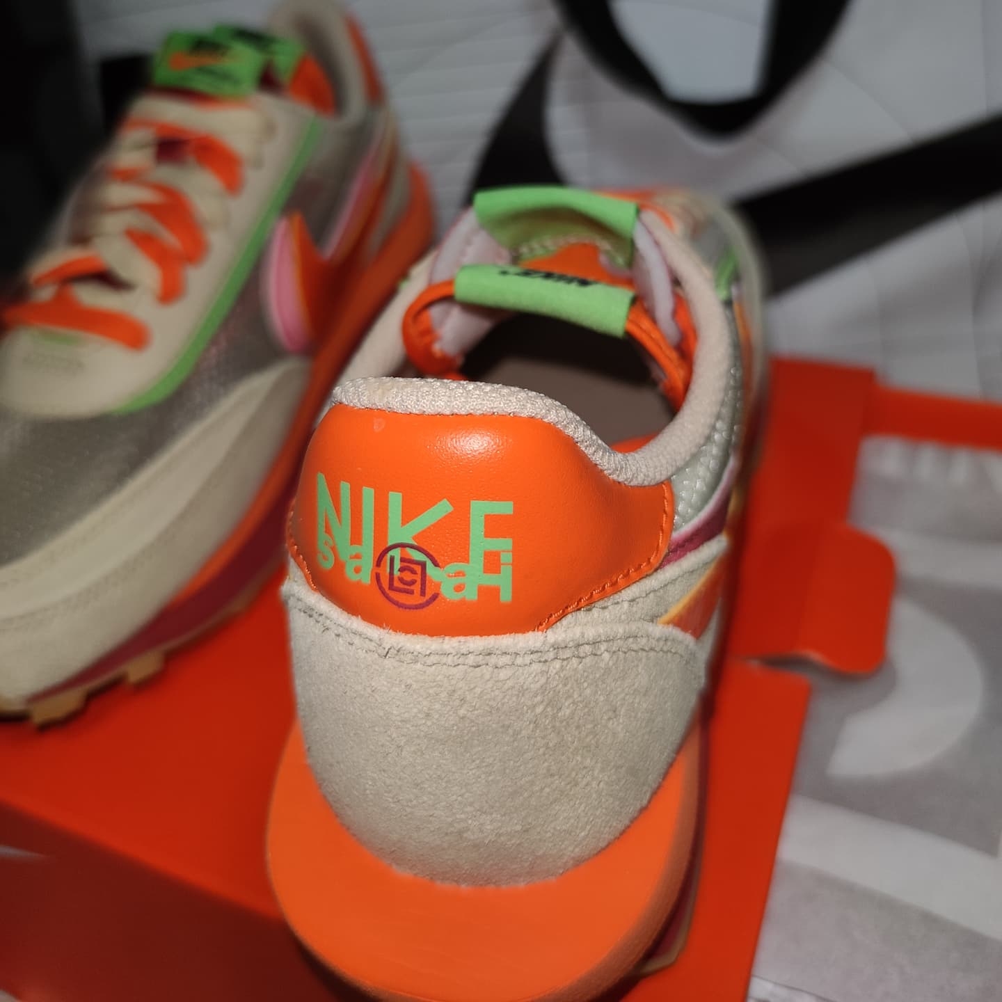 Nike x Sacai x Clot LDWaffle Orange Blaze 착용 스타일 - 4