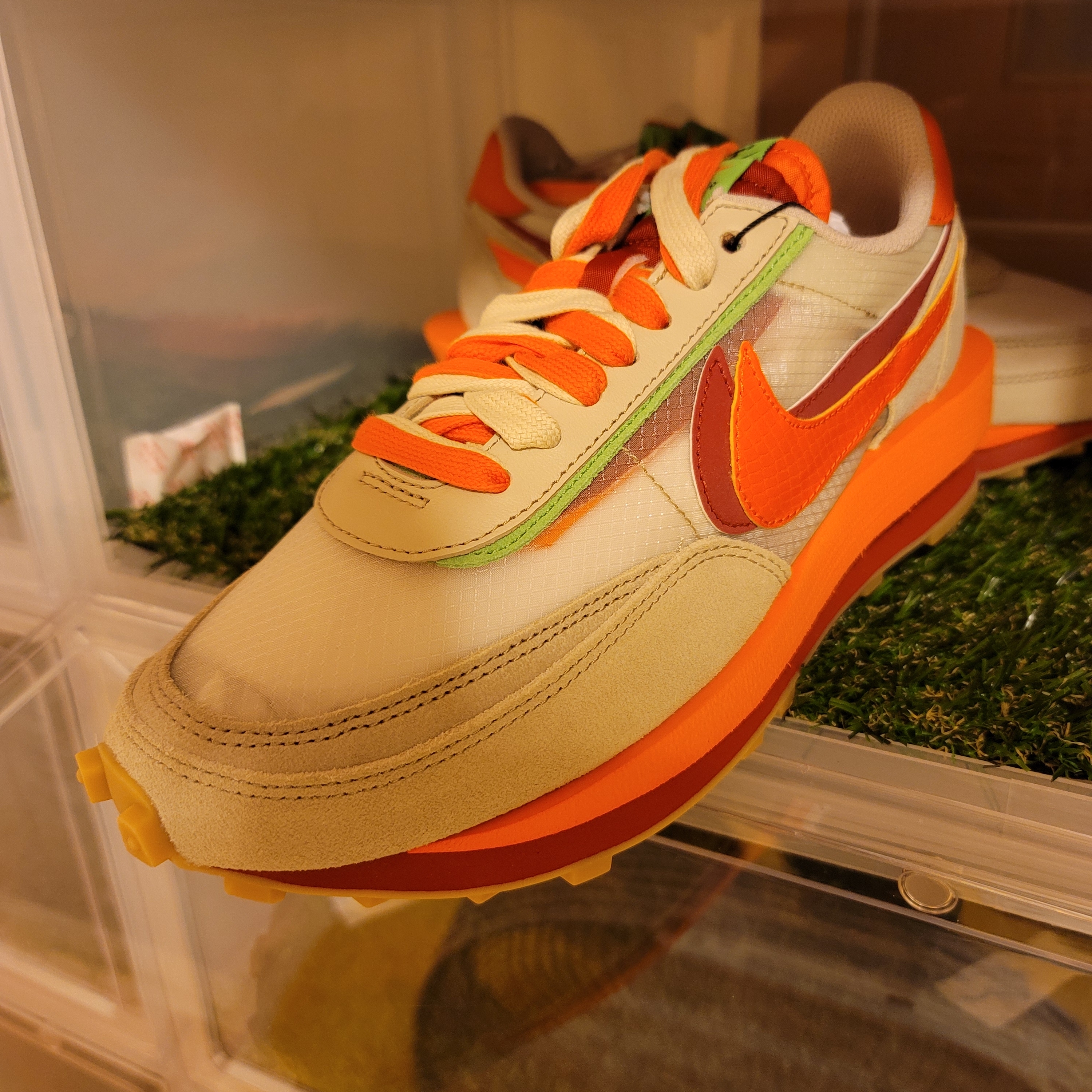 Nike x Sacai x Clot LDWaffle Orange Blaze 착용 스타일 - 1