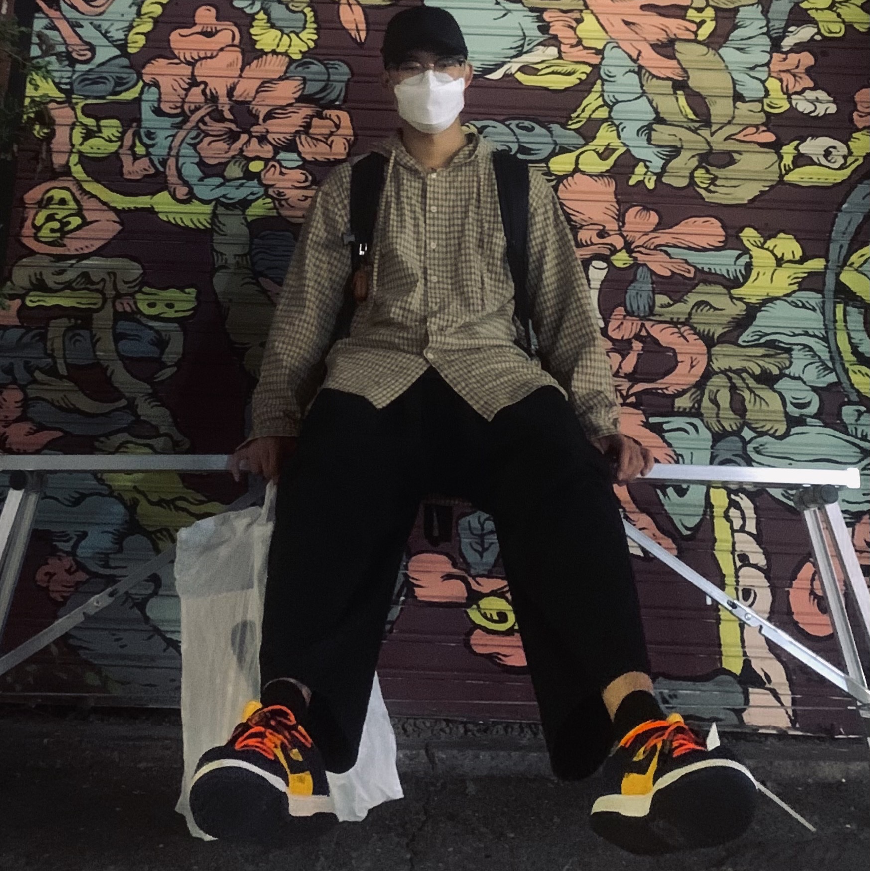 Nike x Off-White Dunk Low University Gold Midnight Navy 착용 스타일 - 1