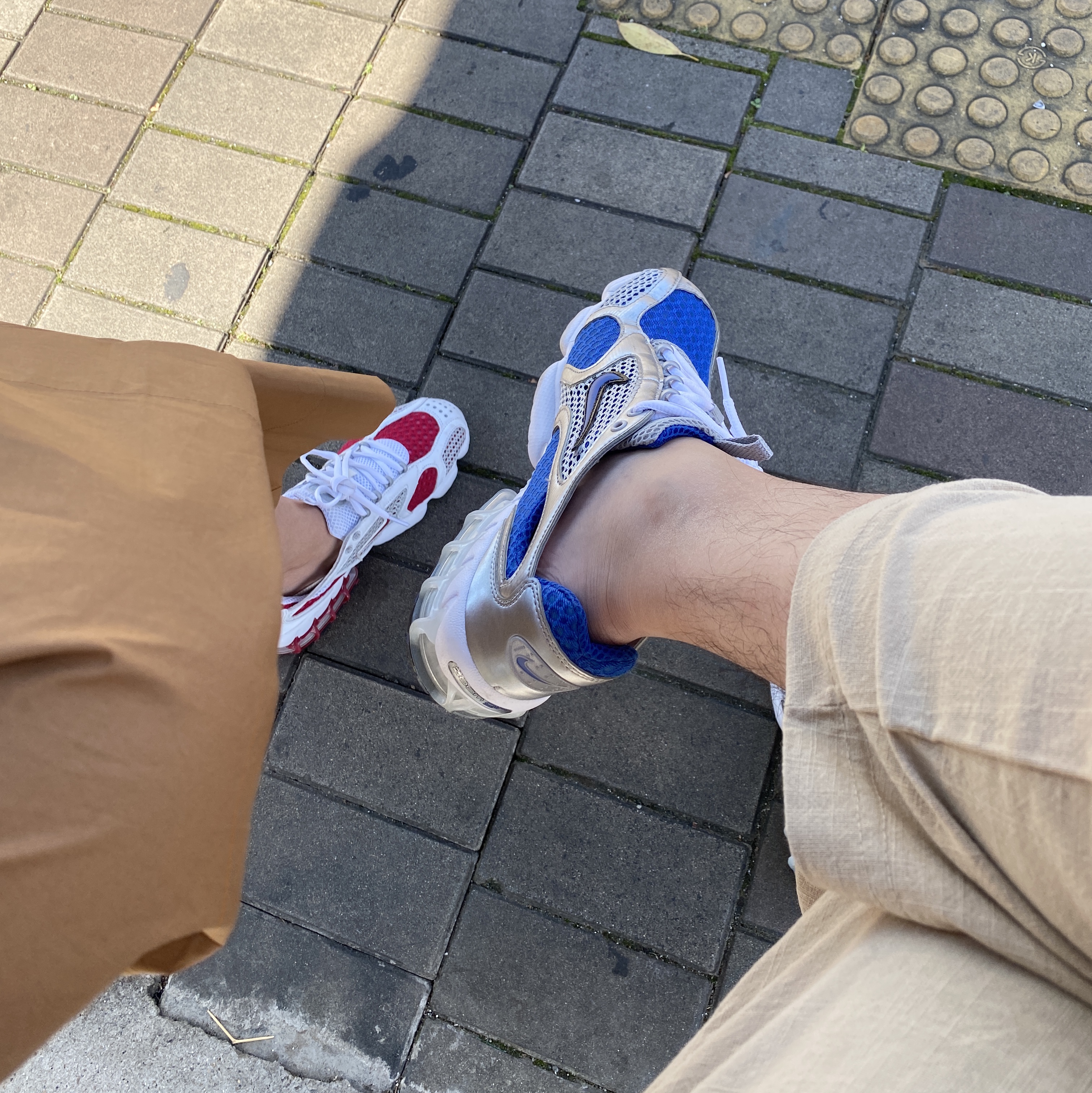 (W) Nike Air Zoom Spiridon Cage 2 Cardinal Red, Nike Air Zoom Spiridon Cage 2 Varsity Royal 착용 스타일