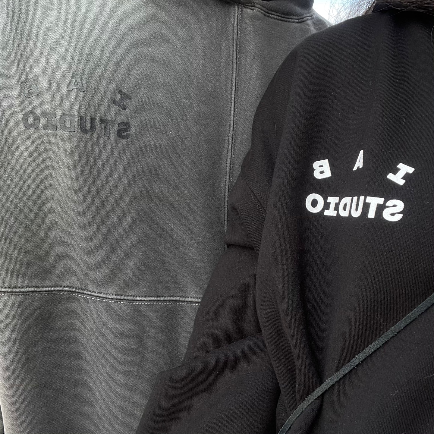 IAB Studio Blocked Pigment Hoodie Black, IAB Studio Woven Hoodie Black 착용 스타일