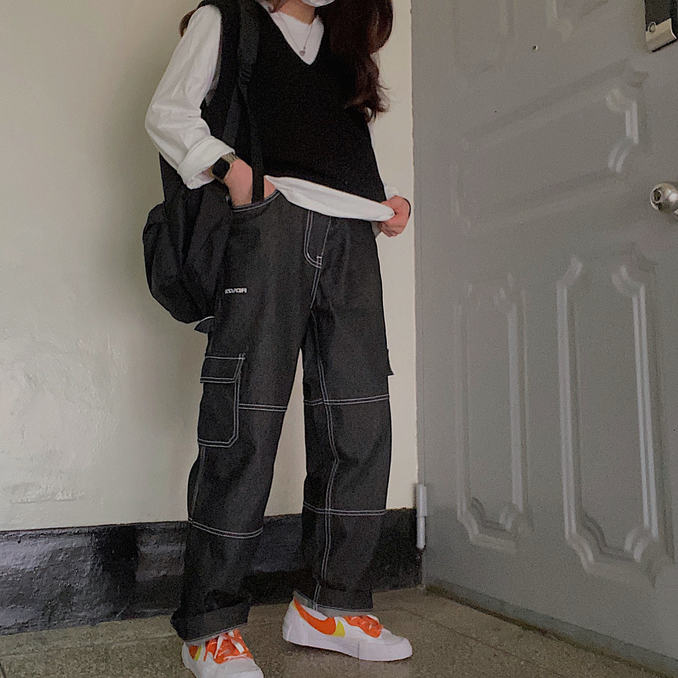 Nike x Sacai Blazer Low Magma Orange 착용 스타일