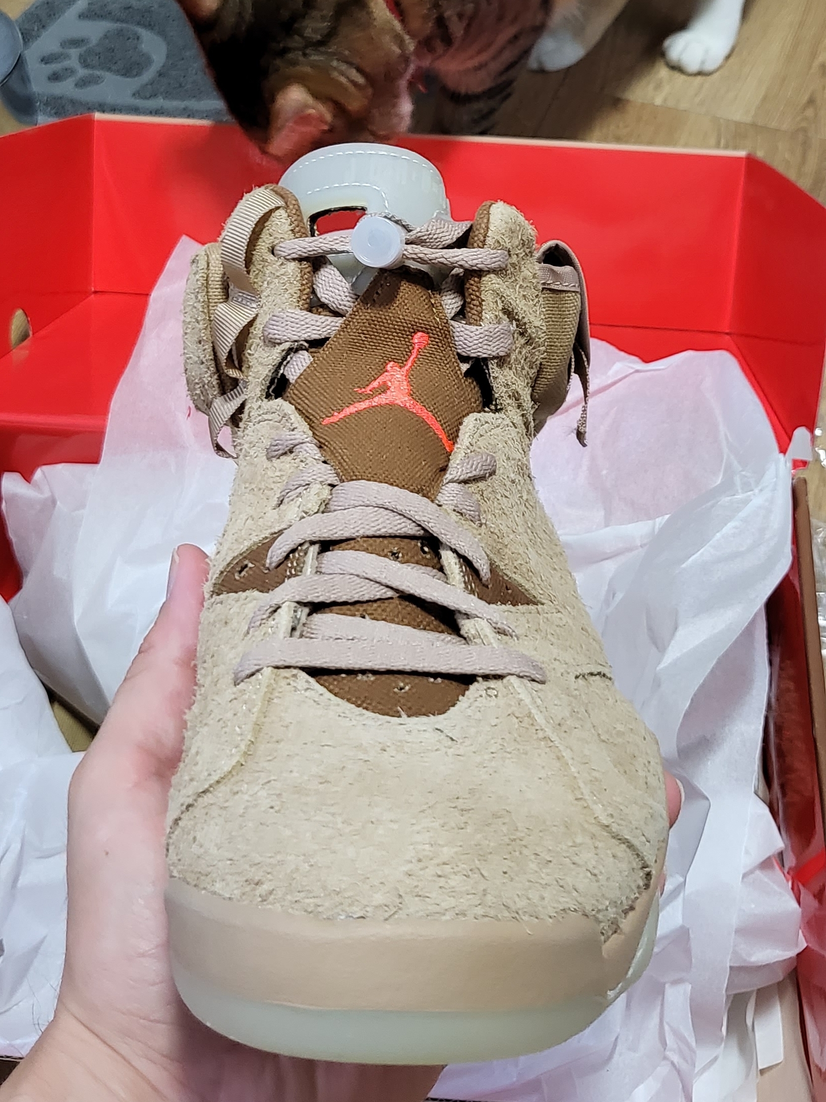 Jordan 6 x Travis Scott Retro SP British Khaki 착용 스타일 - 1
