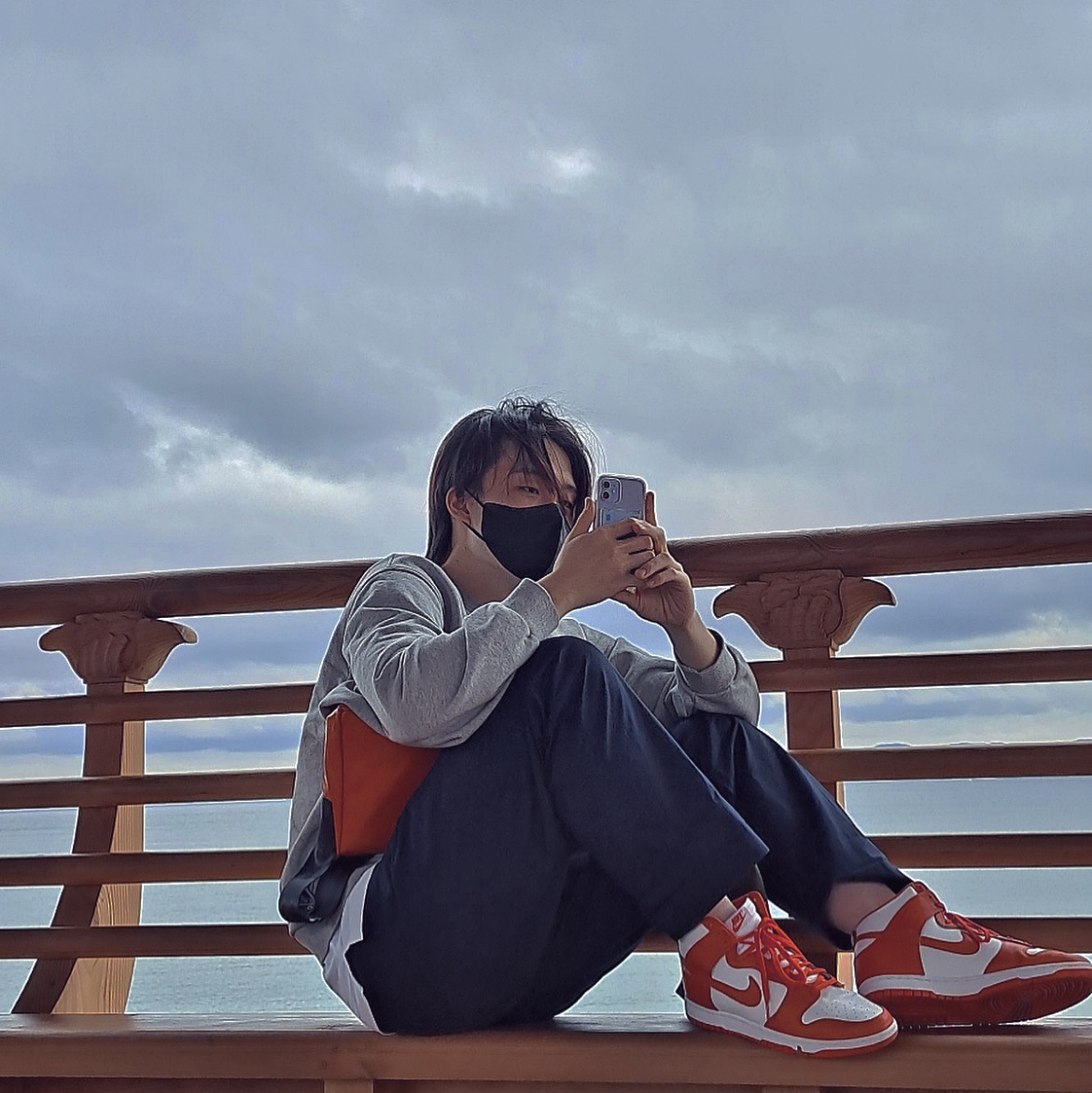 Nike Dunk High Retro Orange Blaze 착용 스타일 - 1
