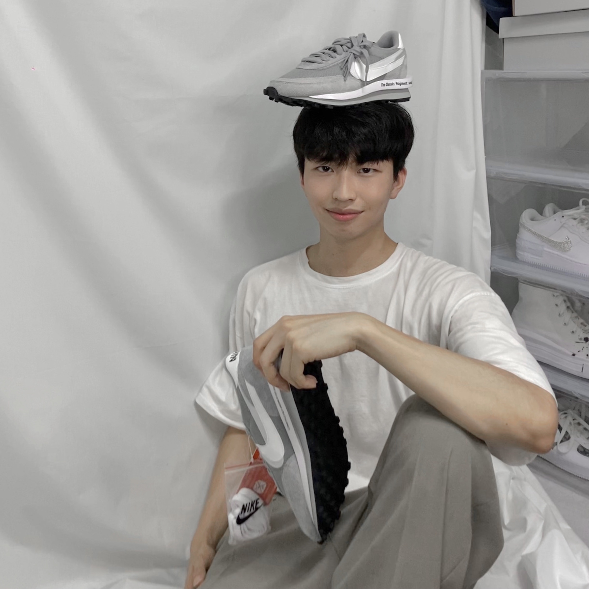 Nike x Sacai x Fragment LDWaffle Light Smoke Grey 착용 스타일