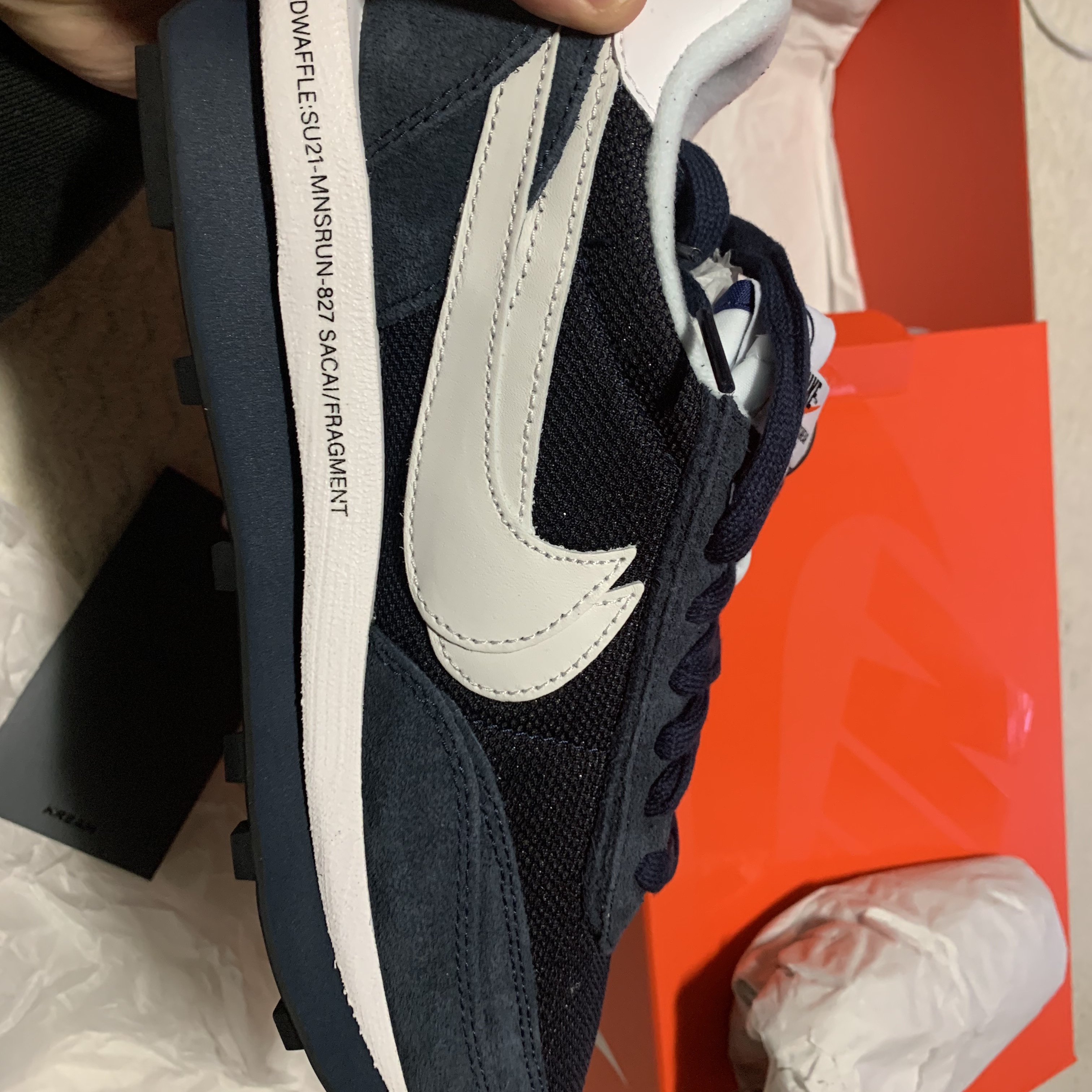 Nike x Sacai x Fragment LDWaffle Blackened Blue 착용 스타일