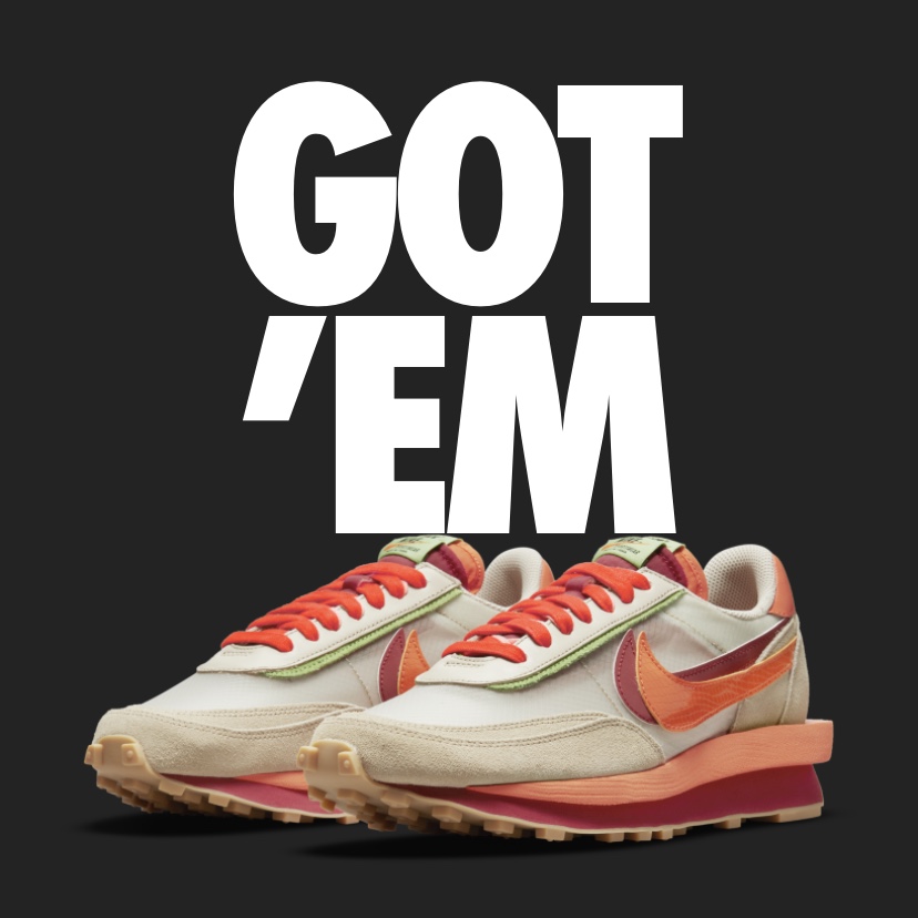 Nike x Sacai x Clot LDWaffle Orange Blaze 착용 스타일 - 1