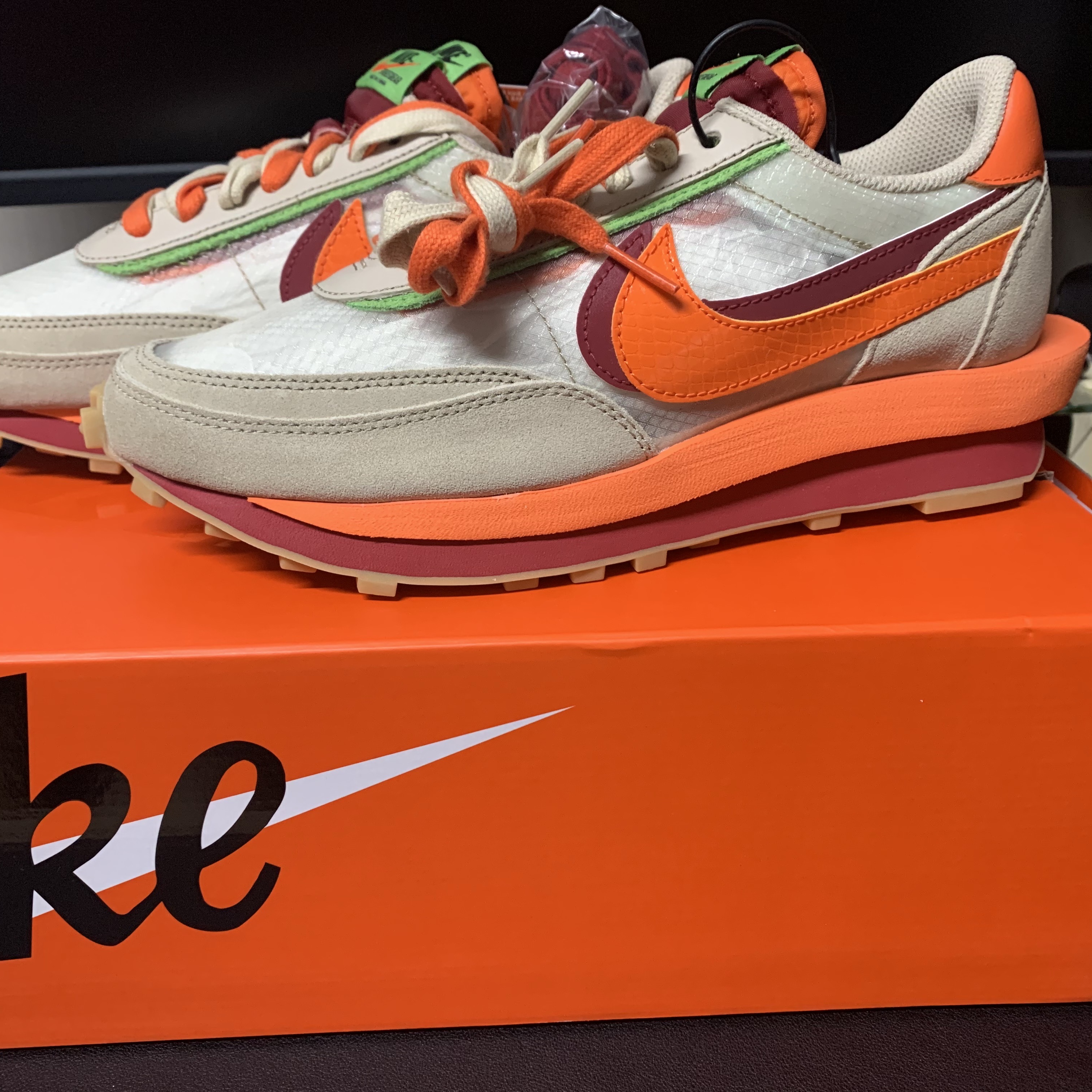 Nike x Sacai x Clot LDWaffle Orange Blaze 착용 스타일 - 1