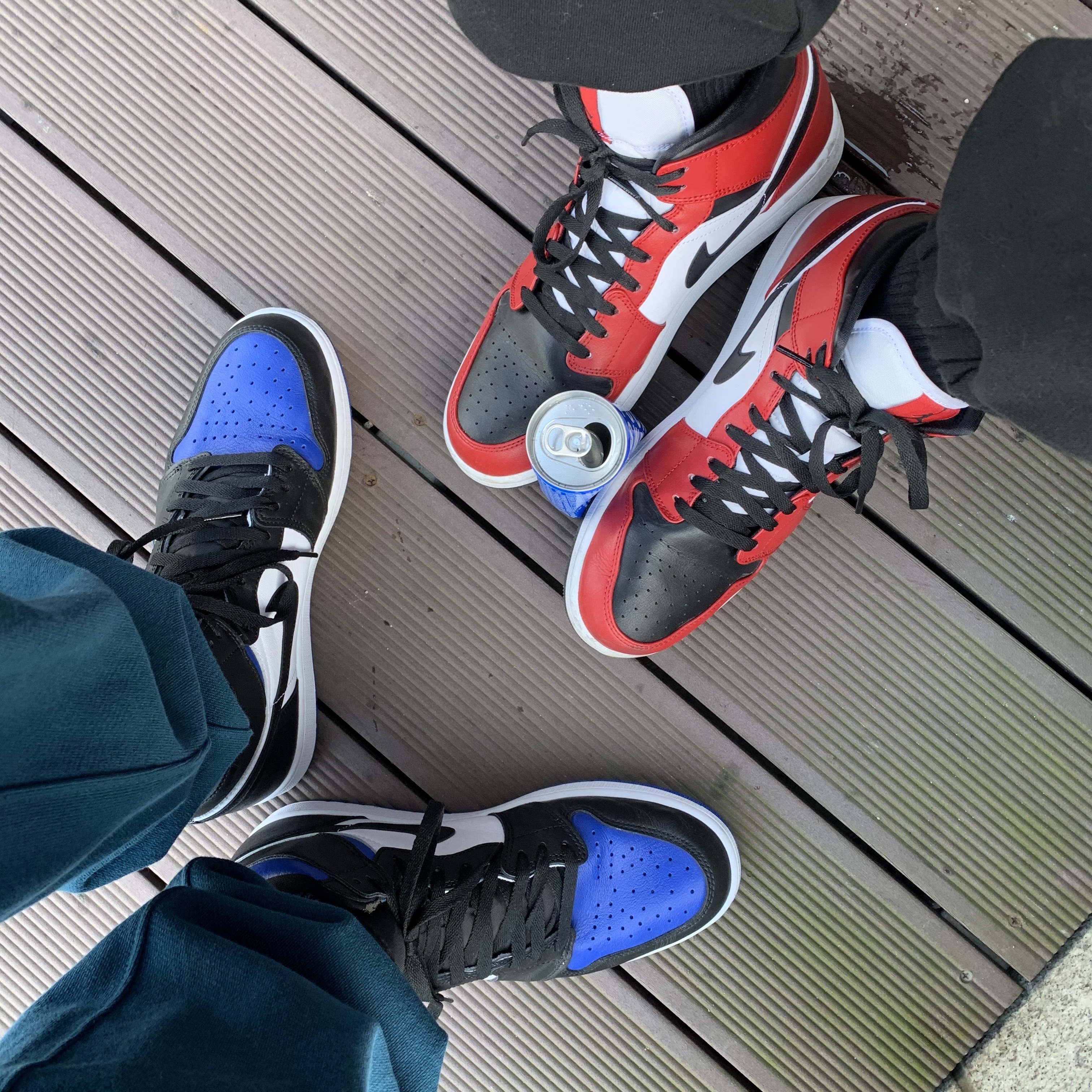 Jordan 1 Retro High OG Royal Toe, Jordan 1 Mid Chicago Black Toe 착용 스타일